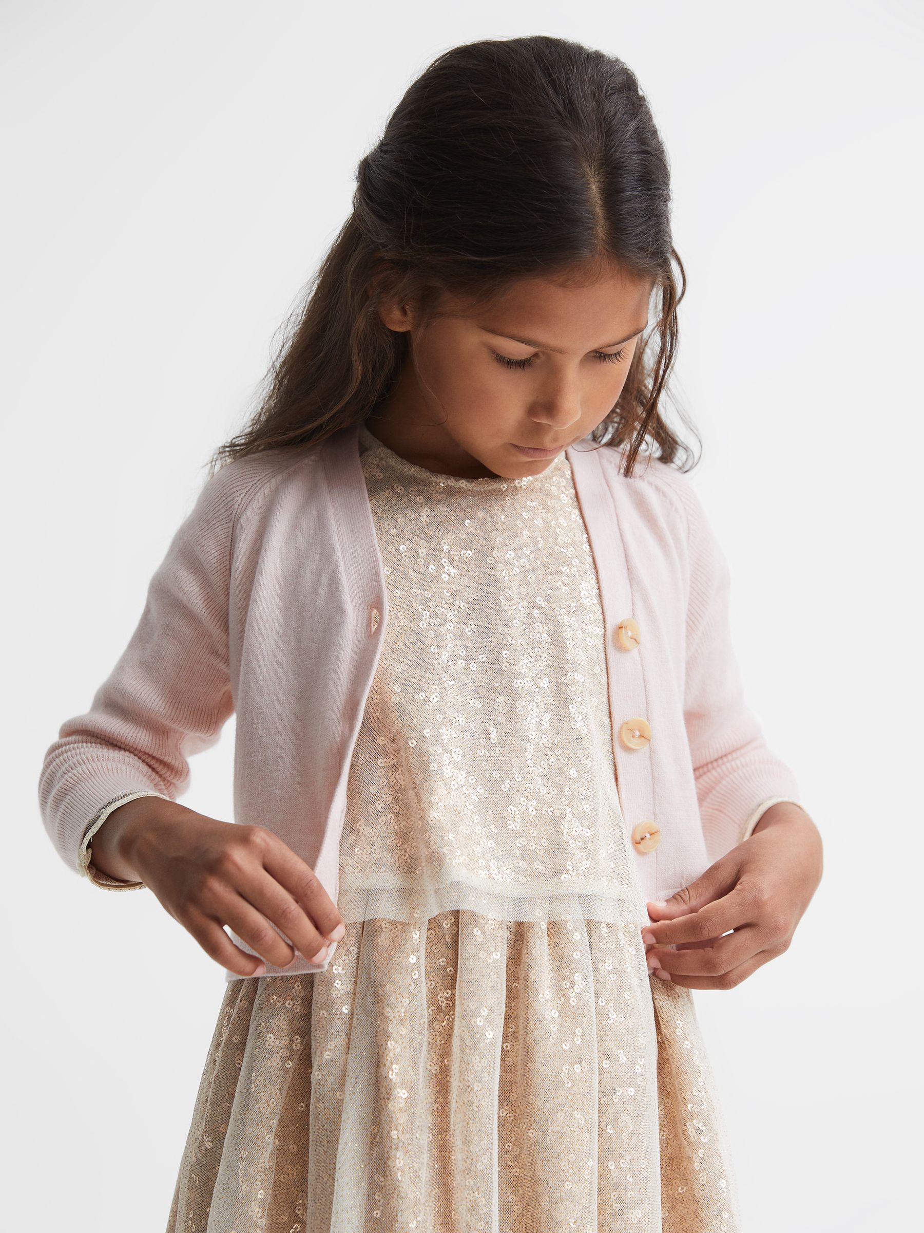 Cashmere Blend Cardigan in Pink - Image 1 of 5