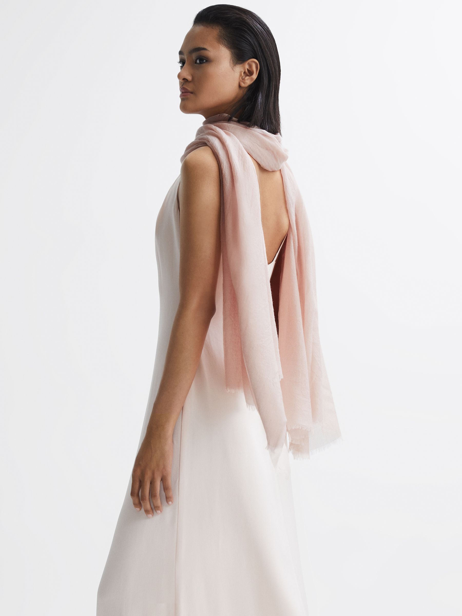 Wool-Cashmere Lightweight Scarf in Blush - Image 2 of 4