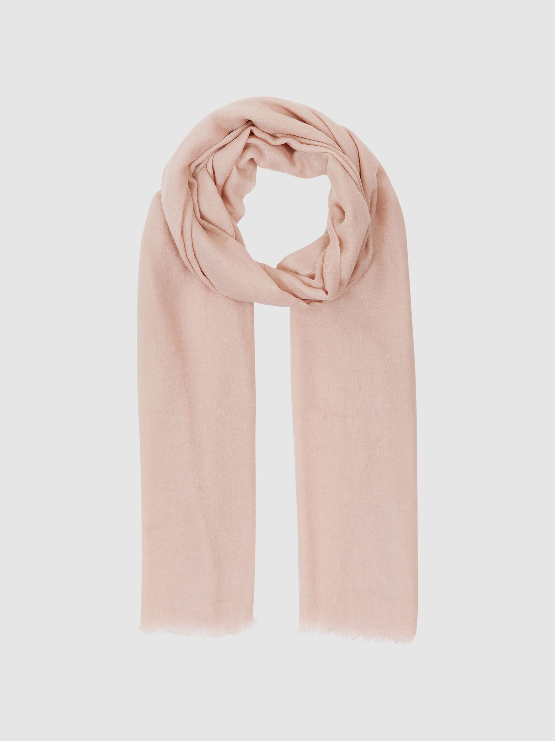 Wool-Cashmere Lightweight Scarf in Blush - Image 3 of 5