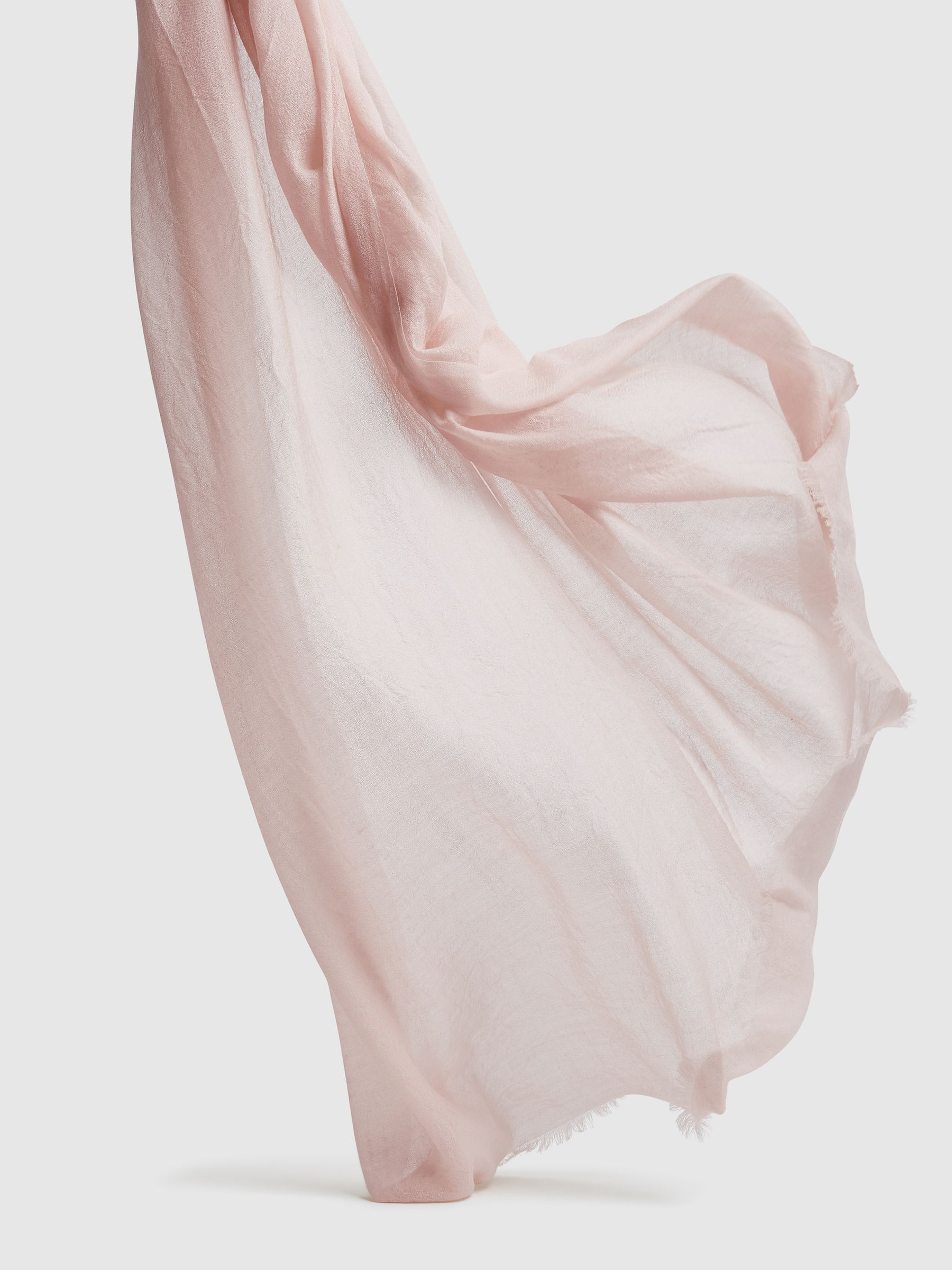 Wool-Cashmere Lightweight Scarf in Blush - Image 4 of 4