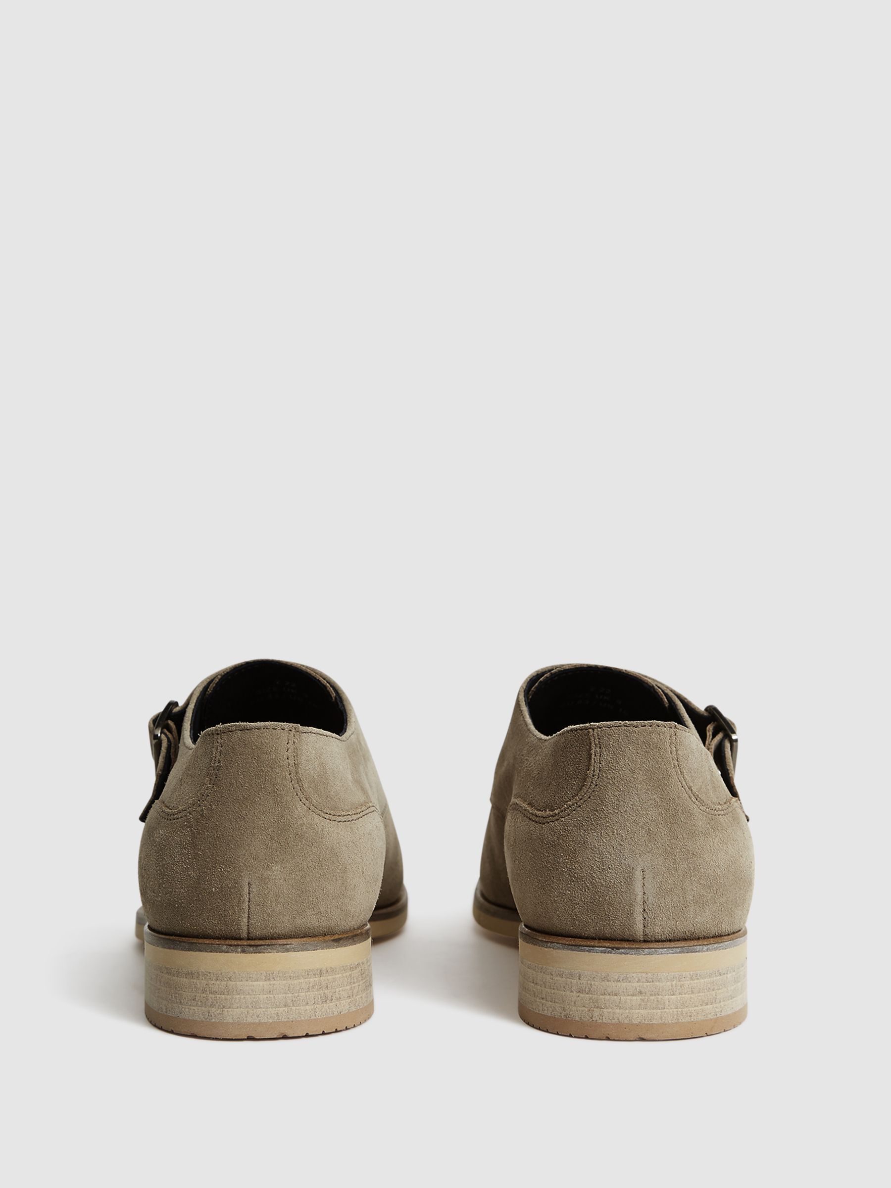 Suede Monk Strap Shoes in Stone - Image 1 of 10