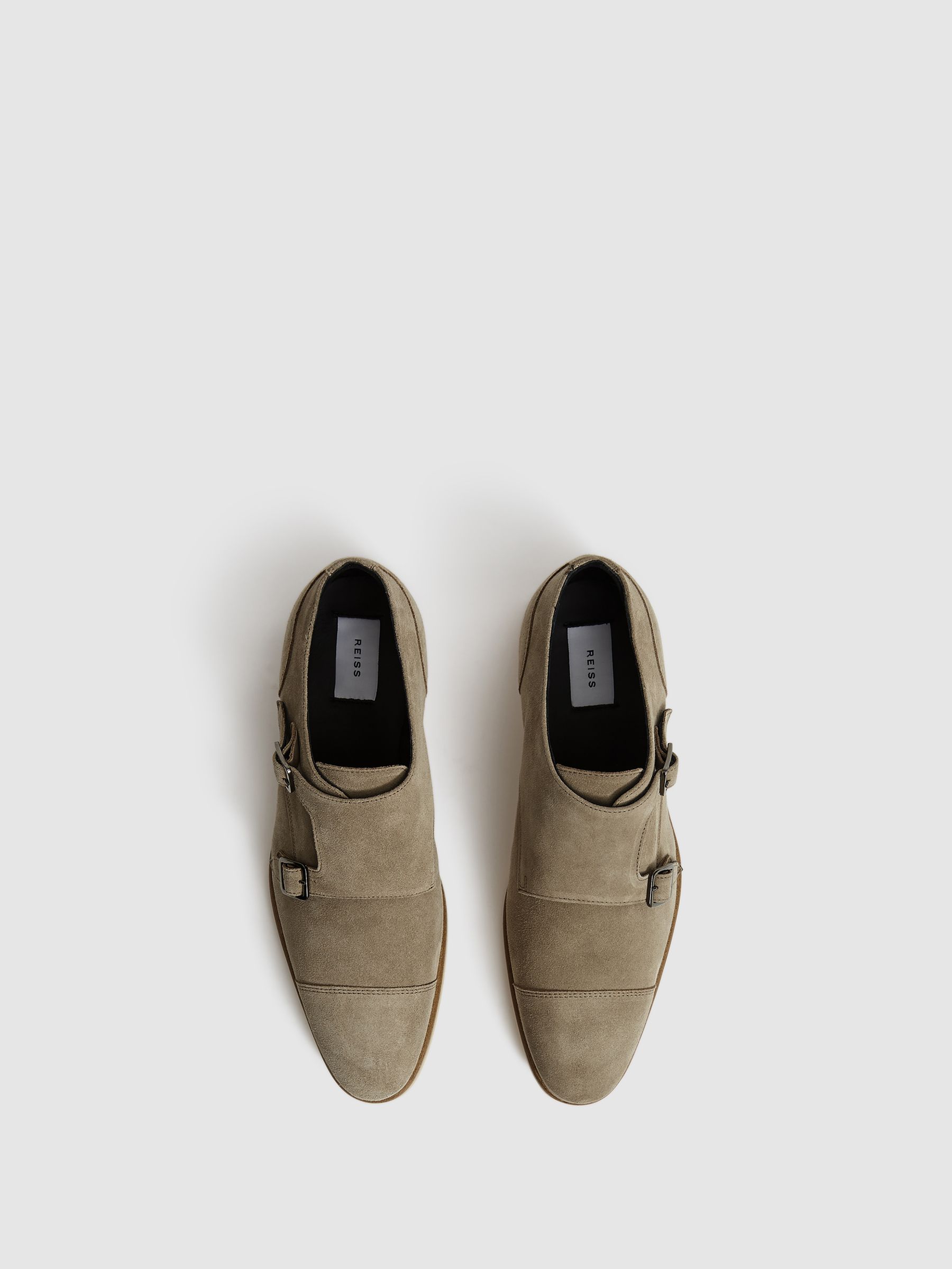 Suede Monk Strap Shoes in Stone - Image 5 of 10