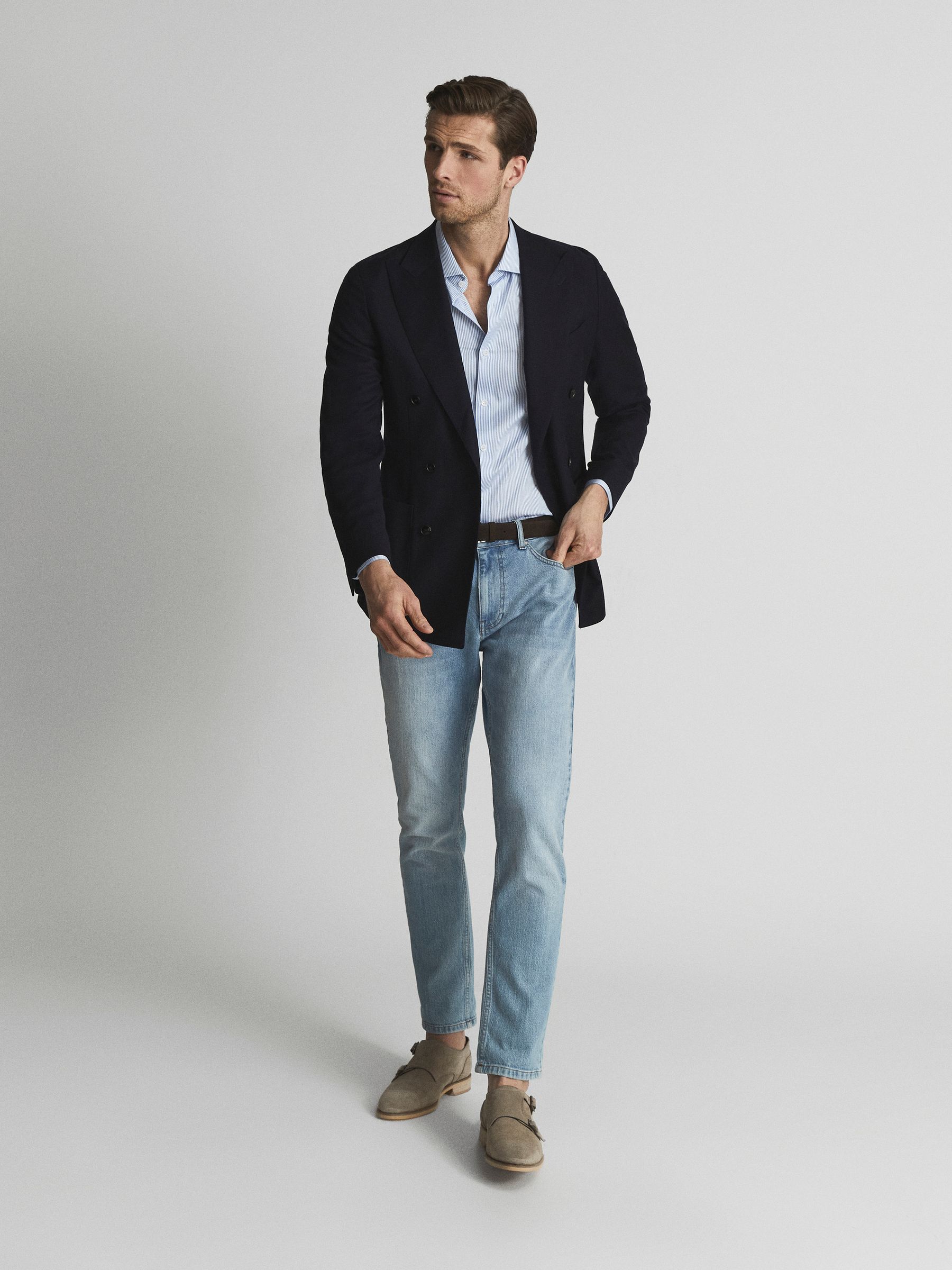 Suede Monk Strap Shoes in Stone - Image 7 of 10