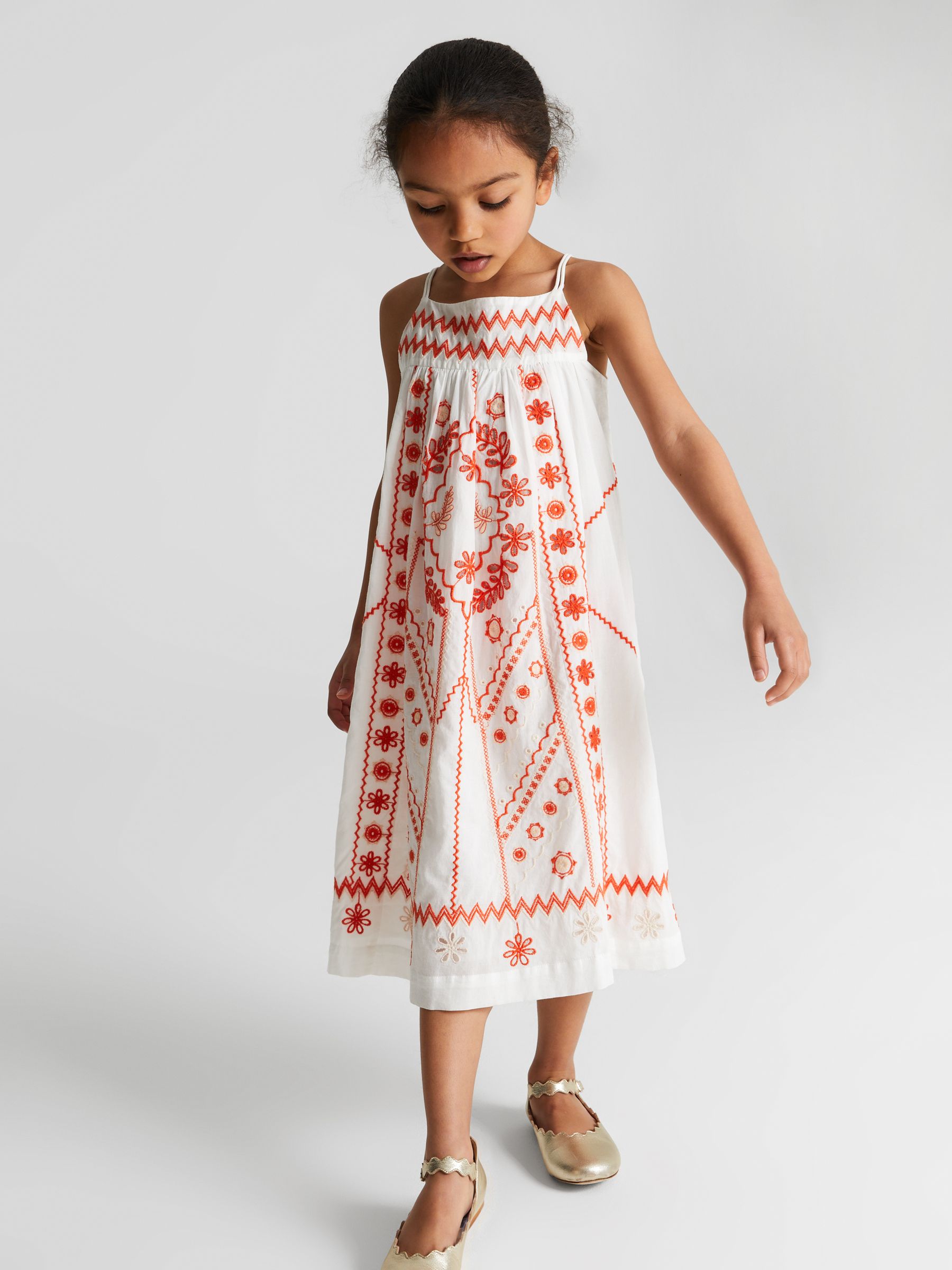 Embroidered Dress in White - Image 1 of 6