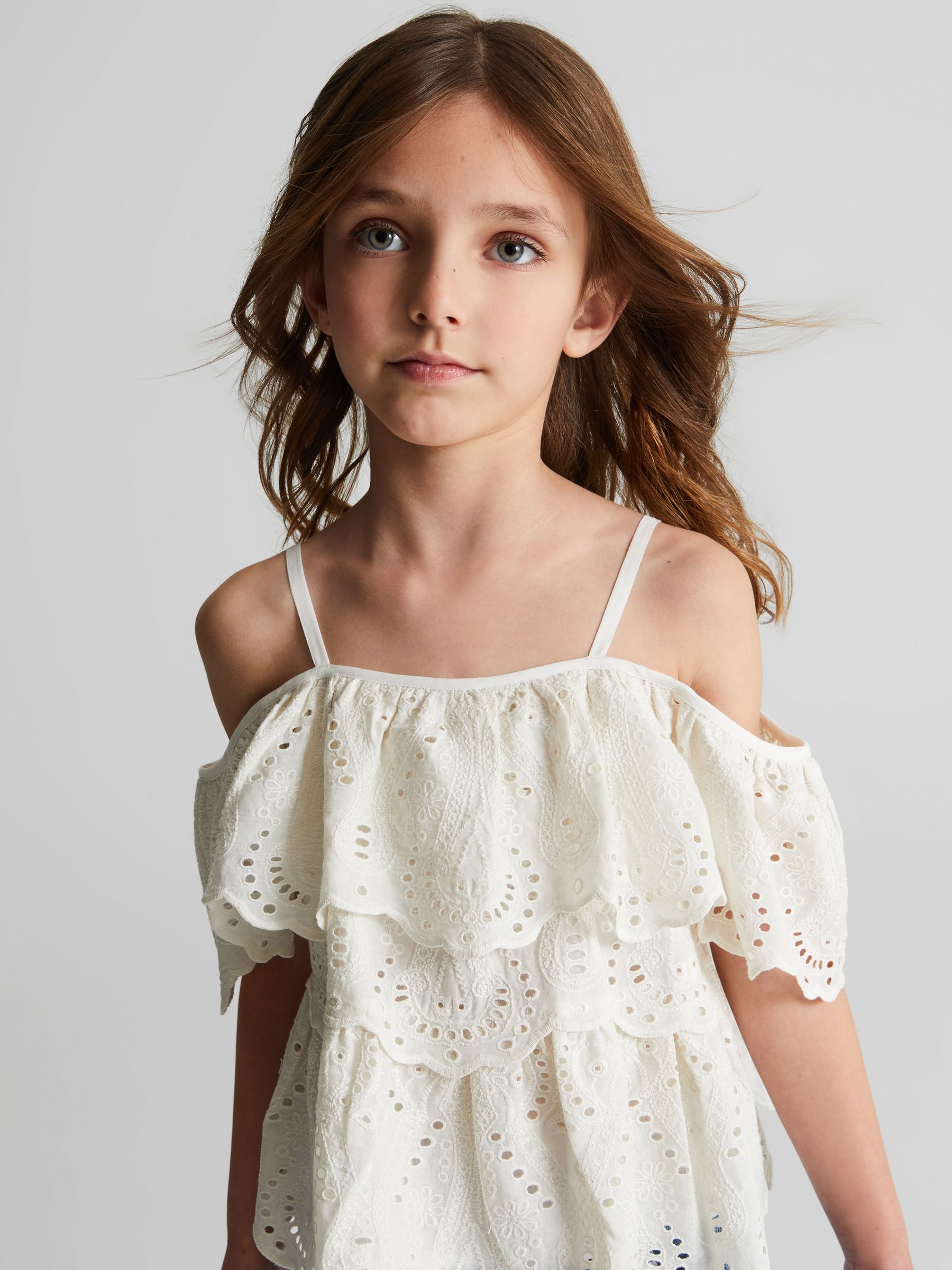 Lace Strappy Top in Ivory - Image 1 of 6