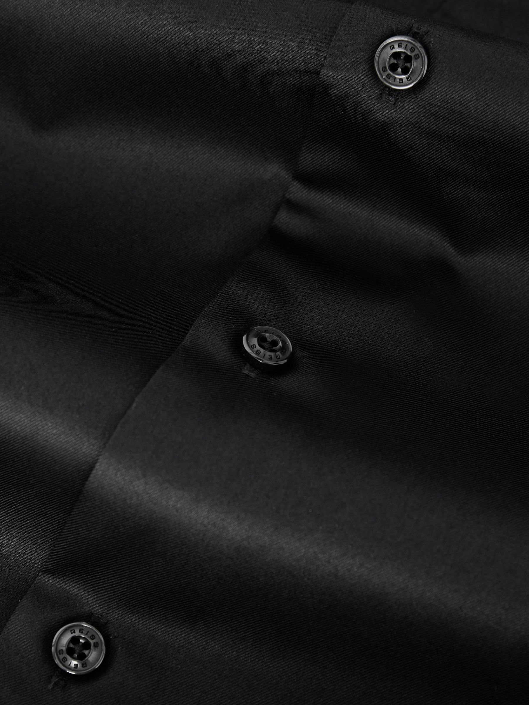 Slim Fit Two-Fold Cotton Shirt in Black - Image 7 of 9