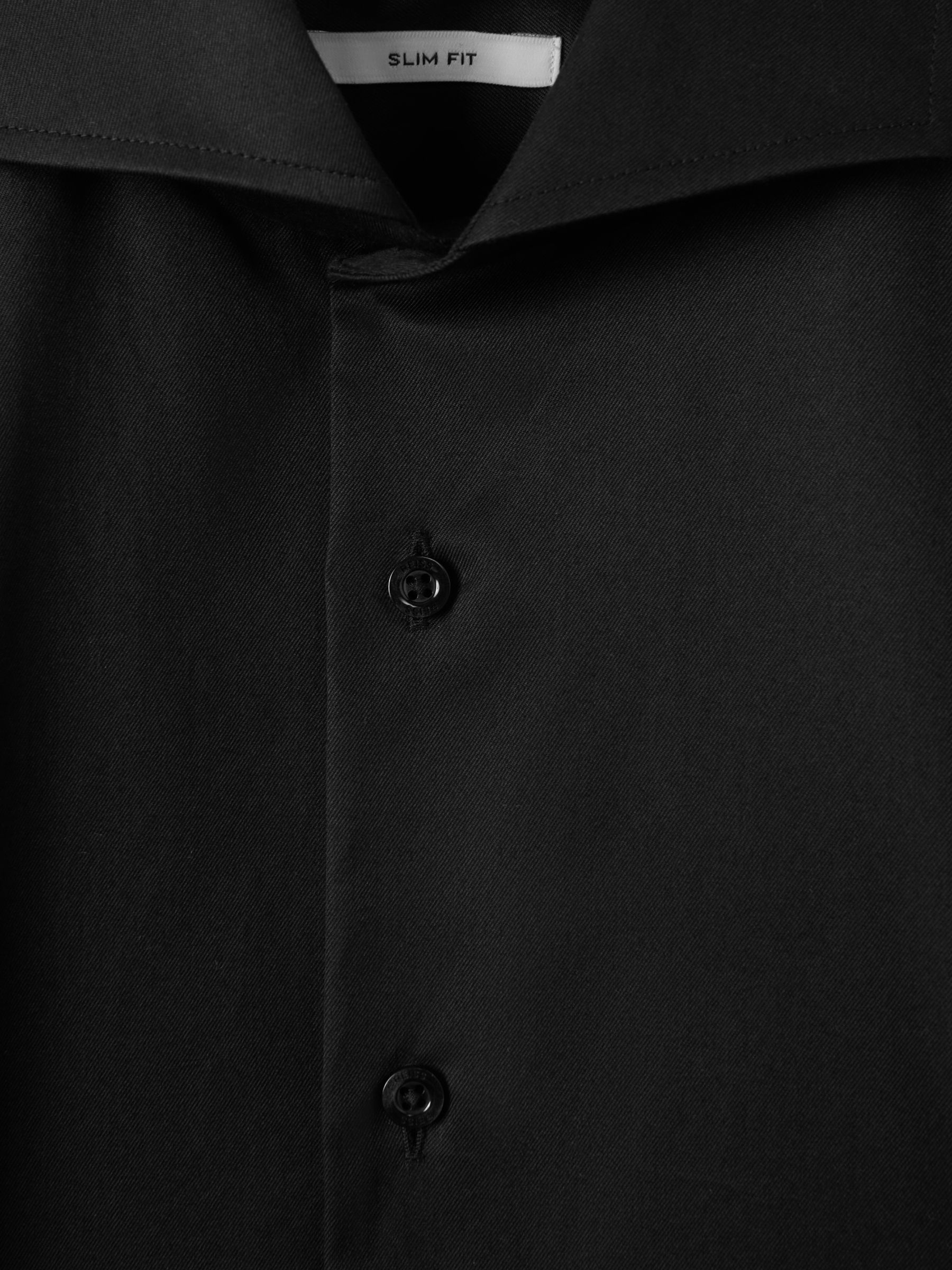 Slim Fit Two-Fold Cotton Shirt in Black - Image 8 of 9
