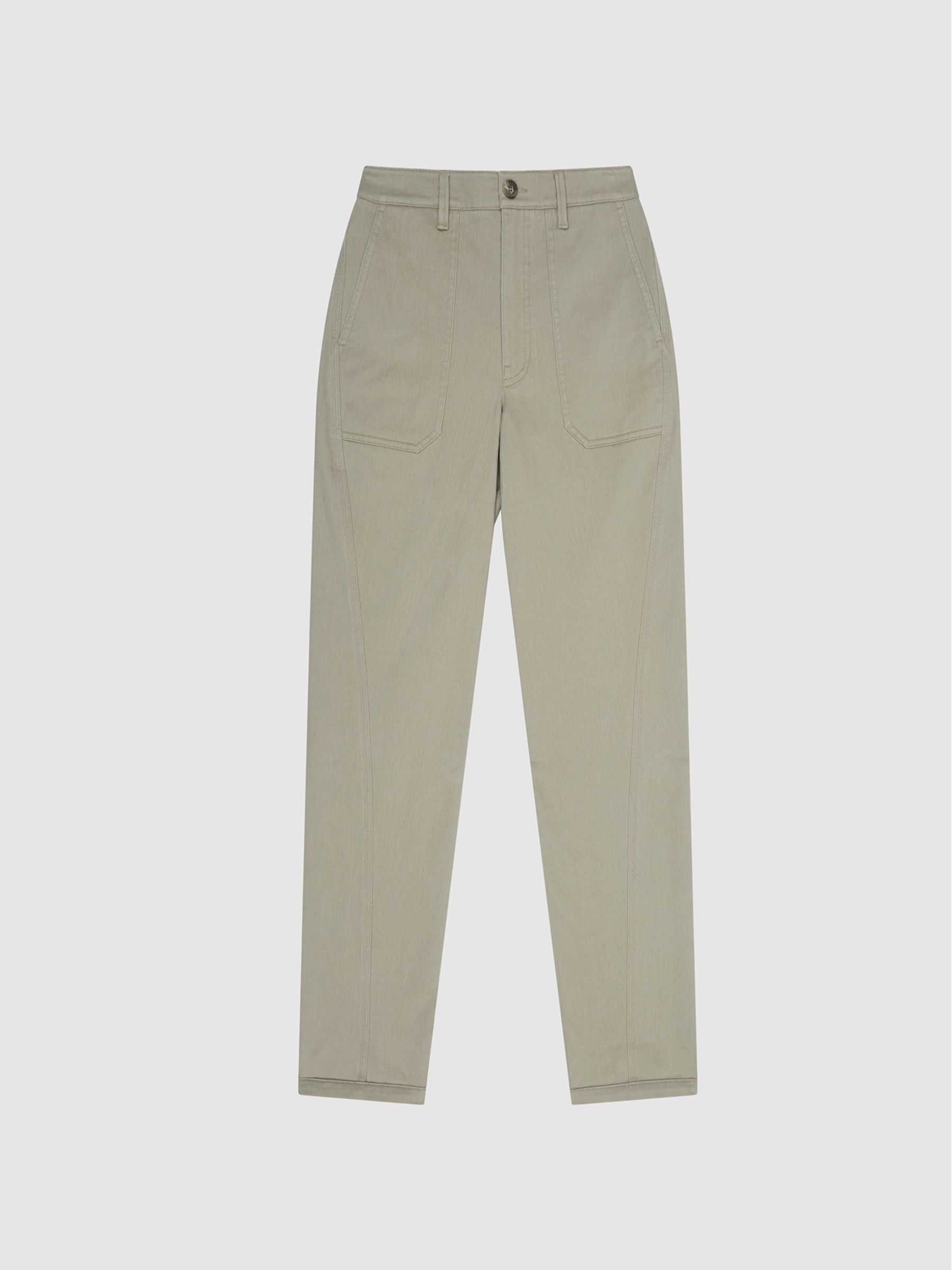Cotton Tapered Trousers in Khaki - Image 2 of 7