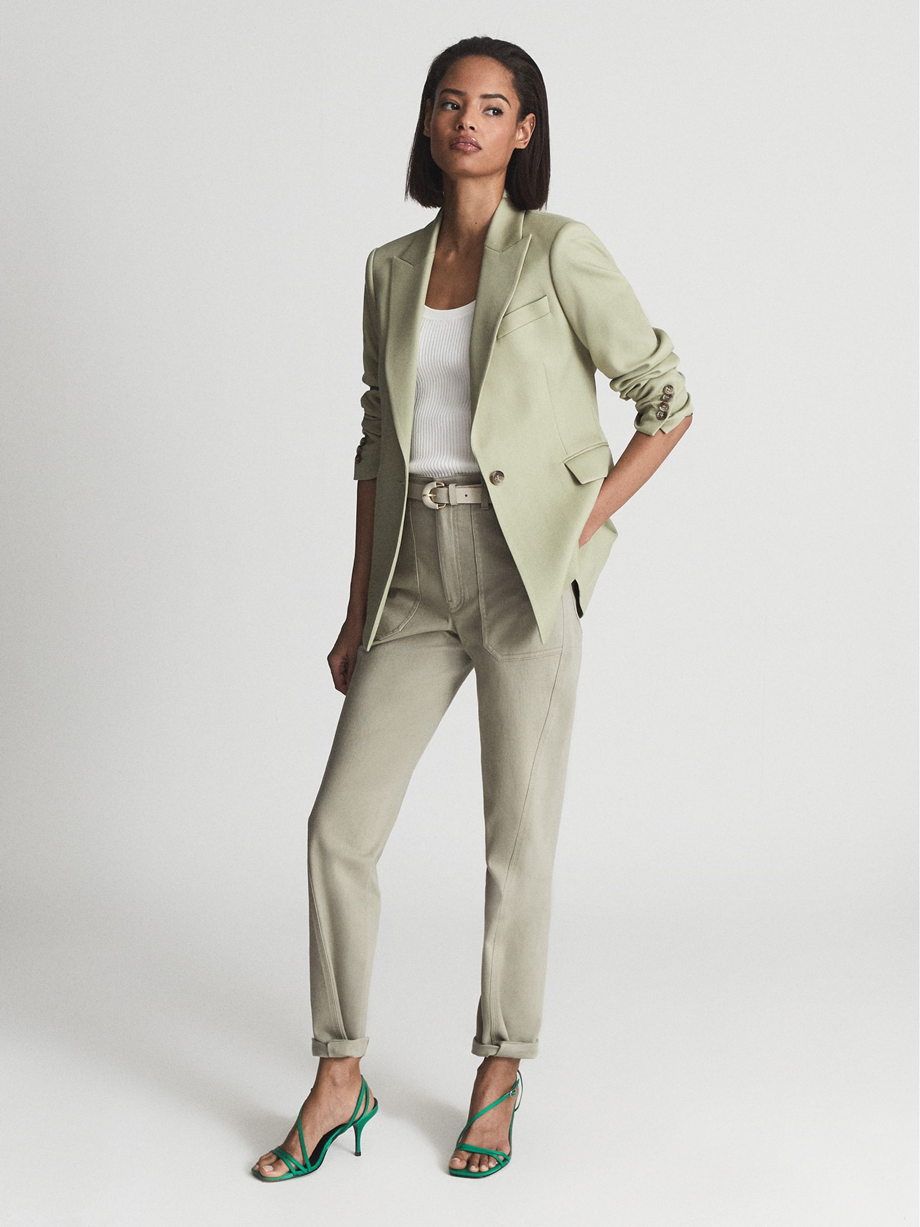 Cotton Tapered Trousers in Khaki - Image 7 of 7