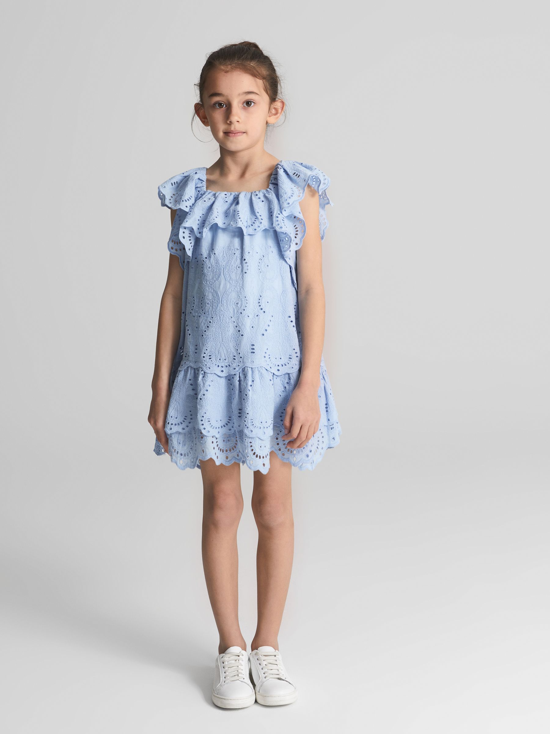 Mini Lace Dress in Blue - Image 1 of 7