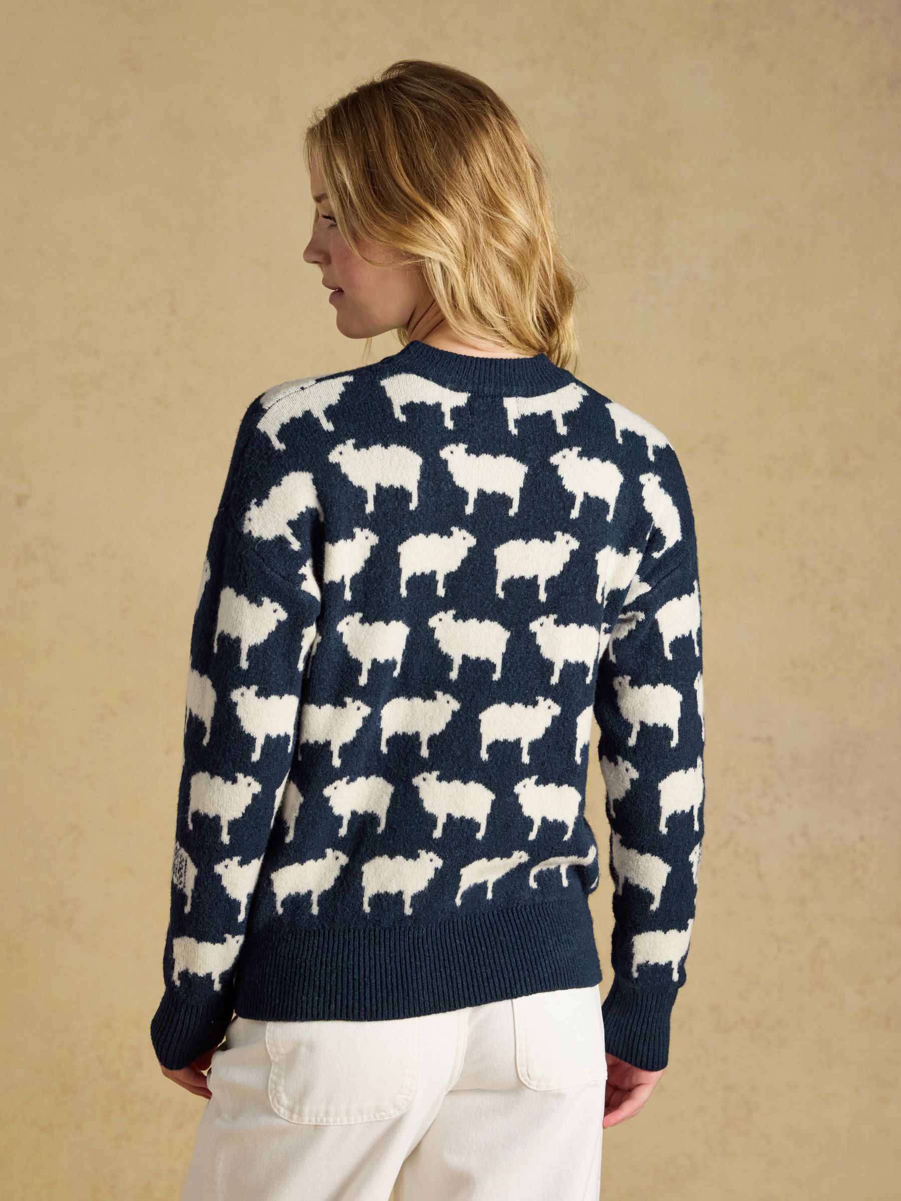 Navy Fleece Navidad Sheep Icon Crew Neck Knitted Jumper - Image 2 of 7 Navy Fleece Navidad Sheep Icon Crew Neck Knitted Jumper - Image 2 of 7