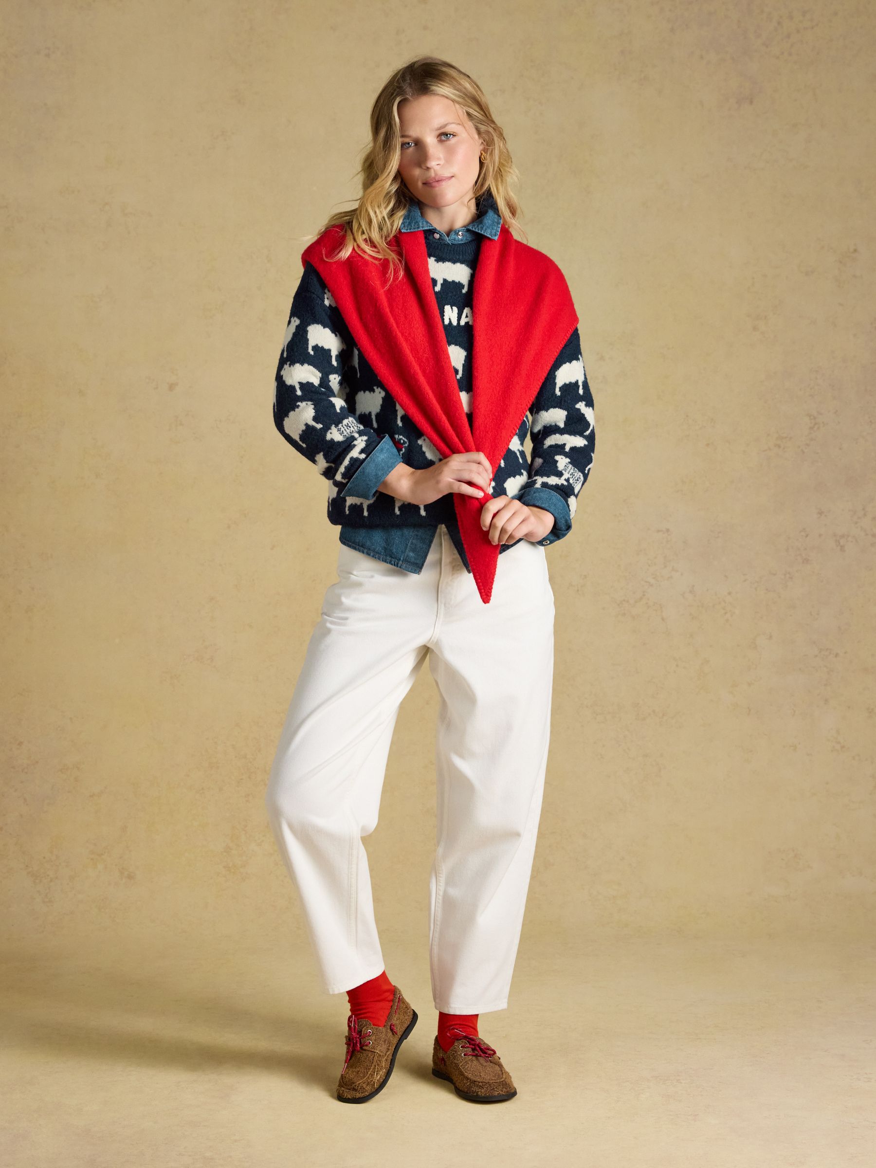 Navy Fleece Navidad Sheep Icon Crew Neck Knitted Jumper - Image 4 of 7