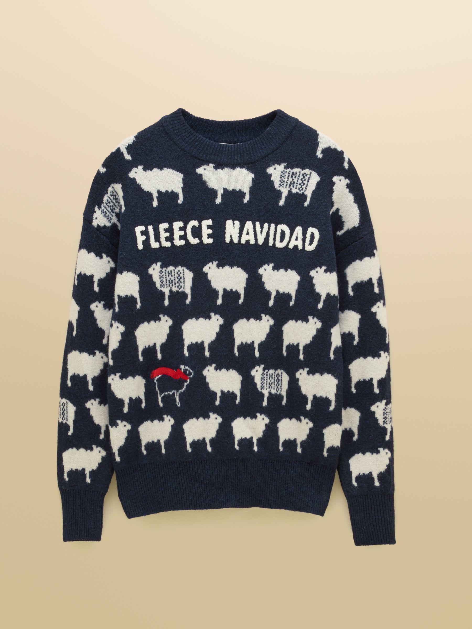 Navy Fleece Navidad Sheep Icon Crew Neck Knitted Jumper - Image 7 of 7