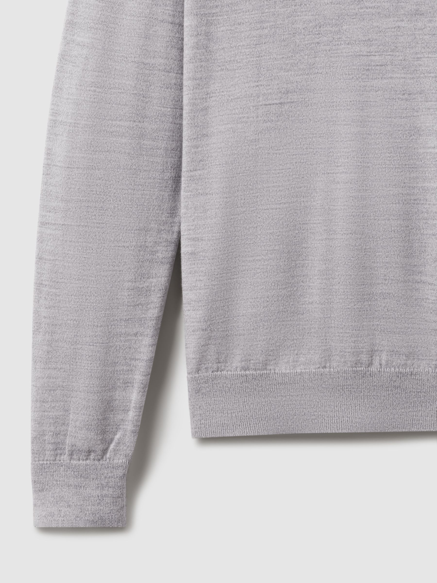 Merino Wool Crew Neck Jumper in Soft Grey Mouline - Image 6 of 6