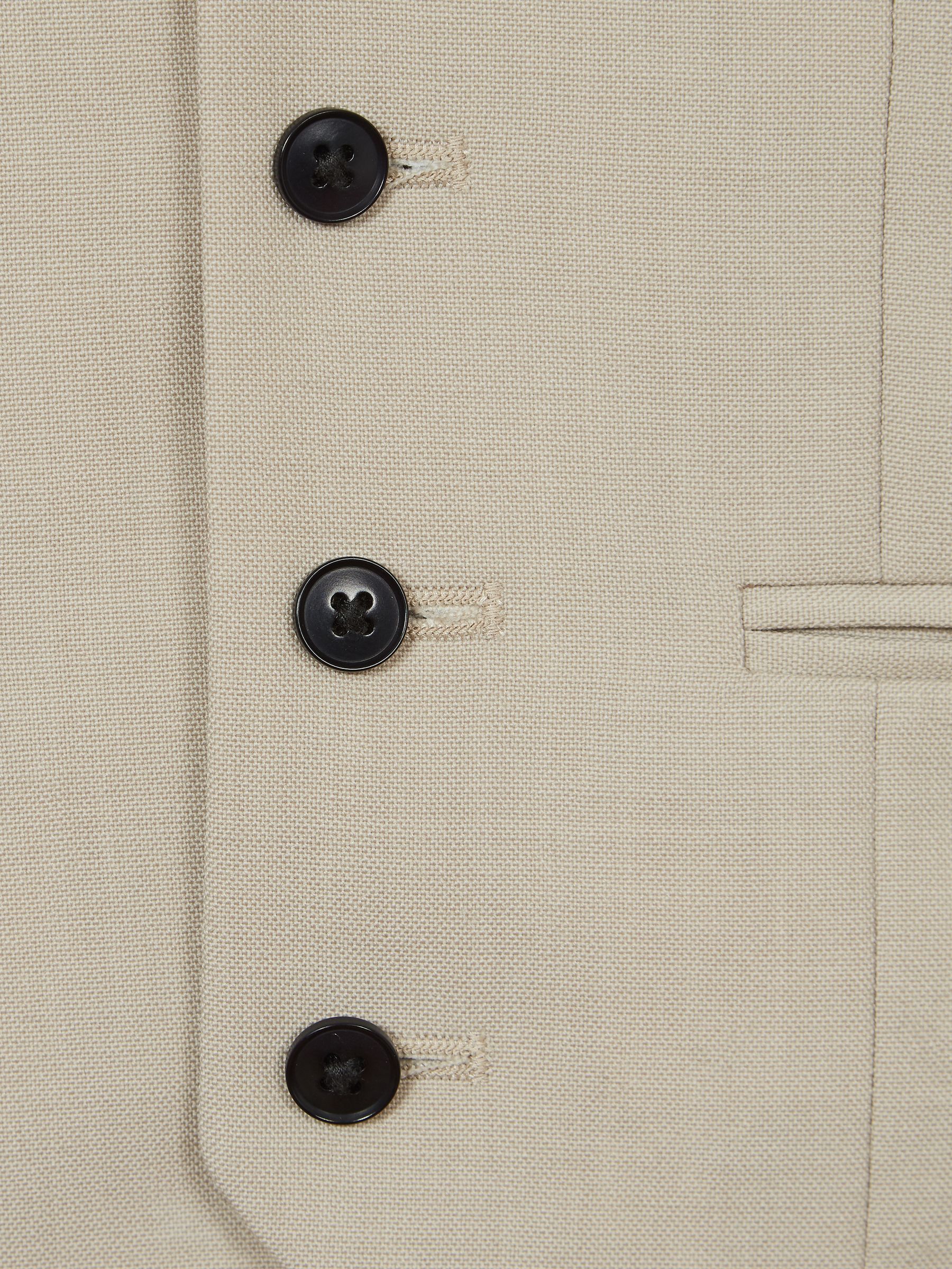 Slim Fit Wool Waistcoat in Stone - Image 5 of 5
