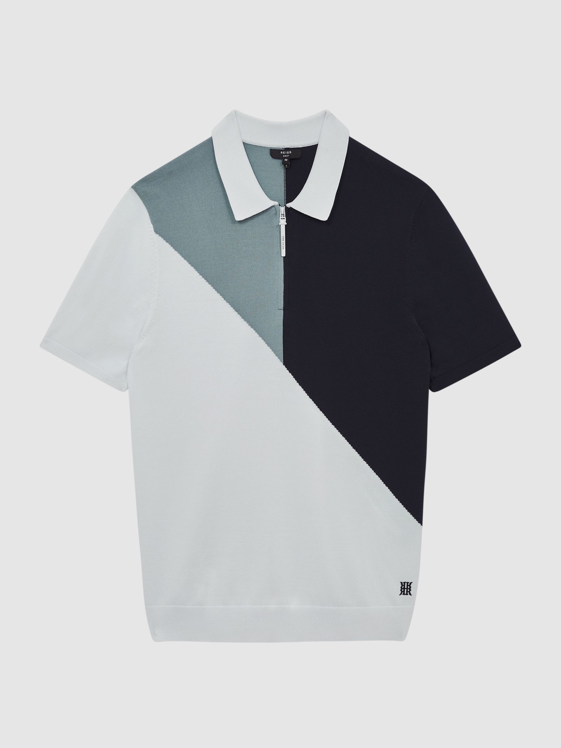 Golf Colourblock Half Zip Polo T-Shirt in Navy/White - Image 2 of 6