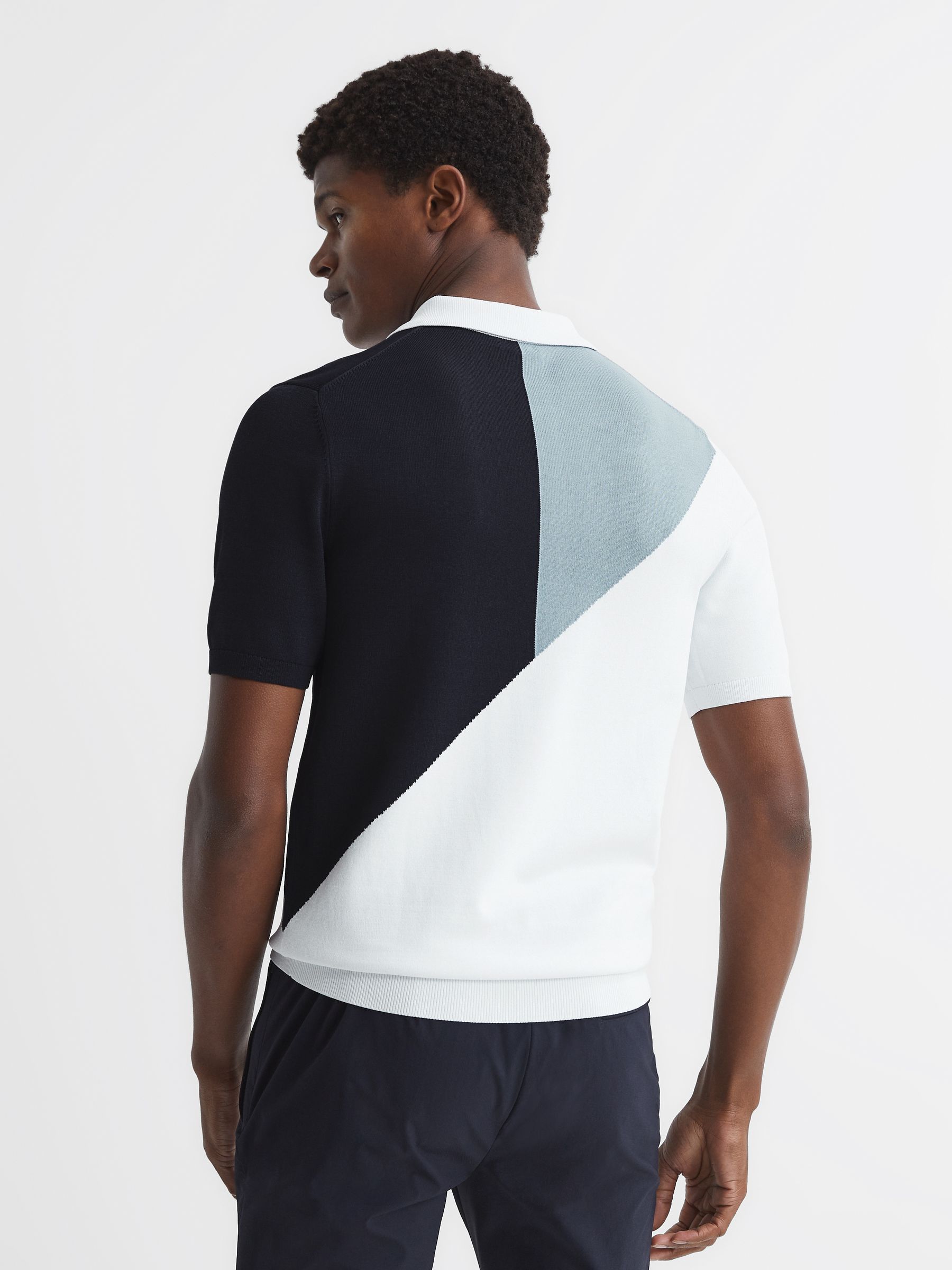 Golf Colourblock Half Zip Polo T-Shirt in Navy/White - Image 5 of 6