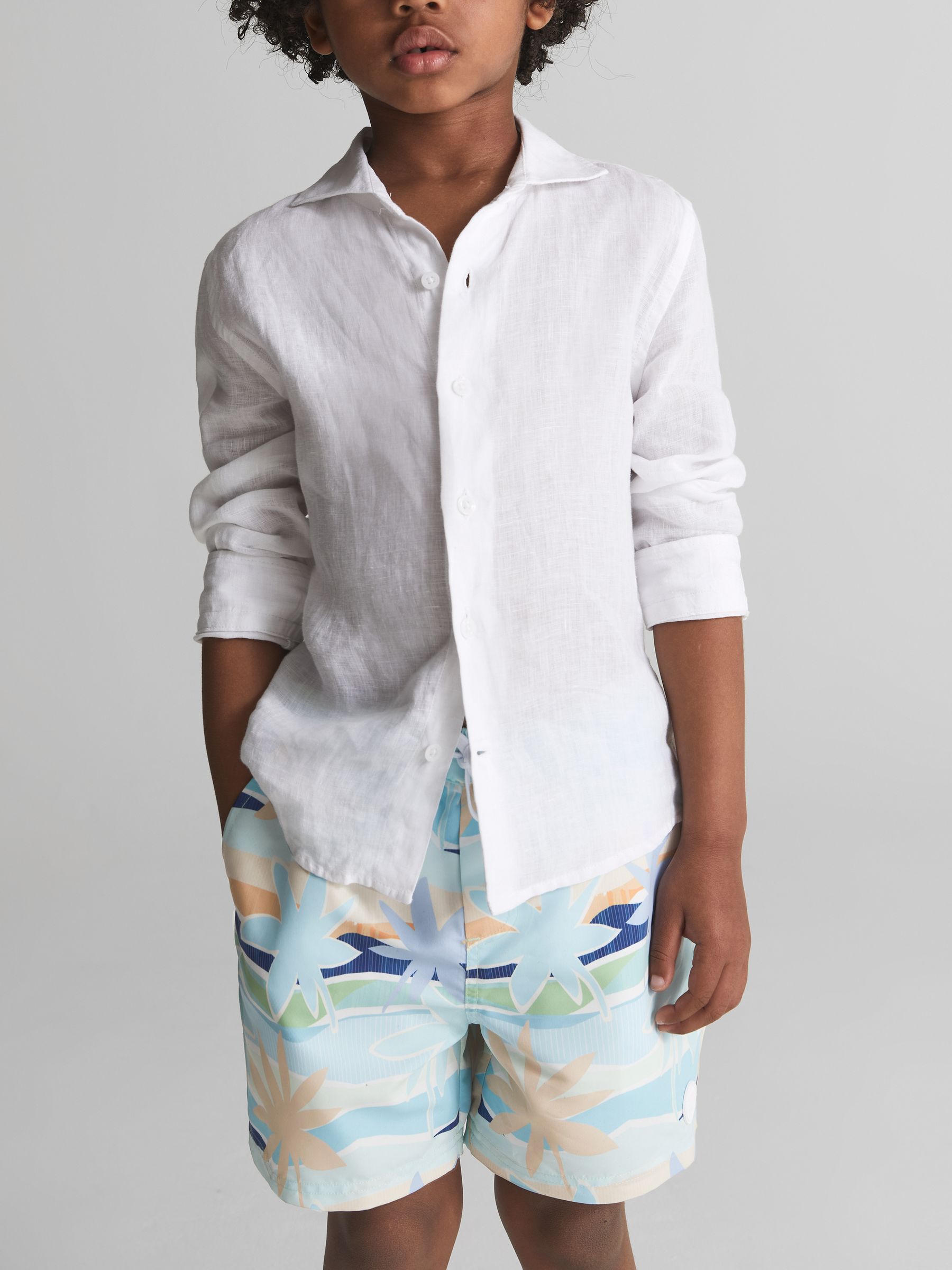 Desert Print Swim Shorts in Multi - Image 1 of 7