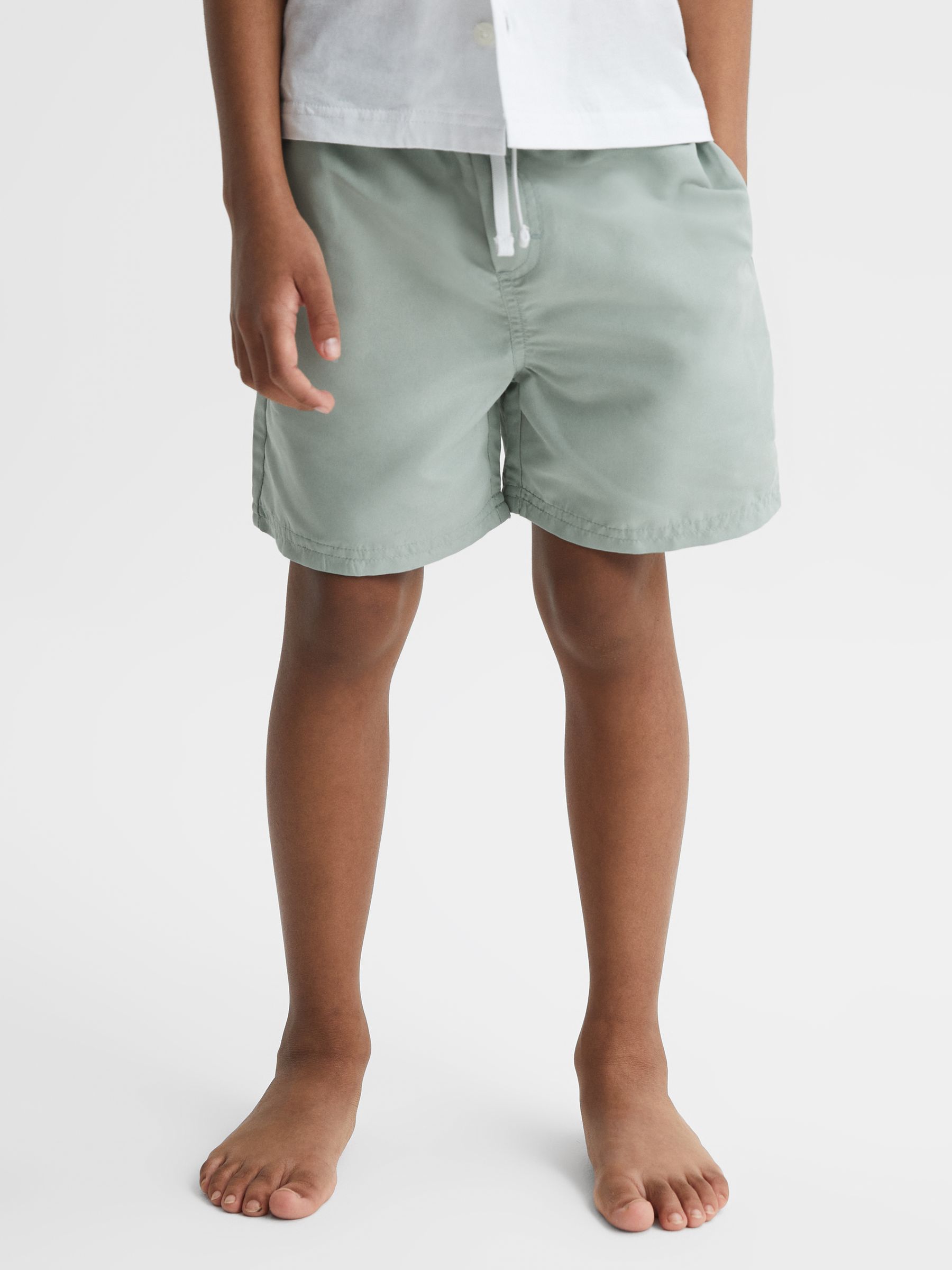 Plain Drawstring Swim Shorts in Mint - Image 1 of 5