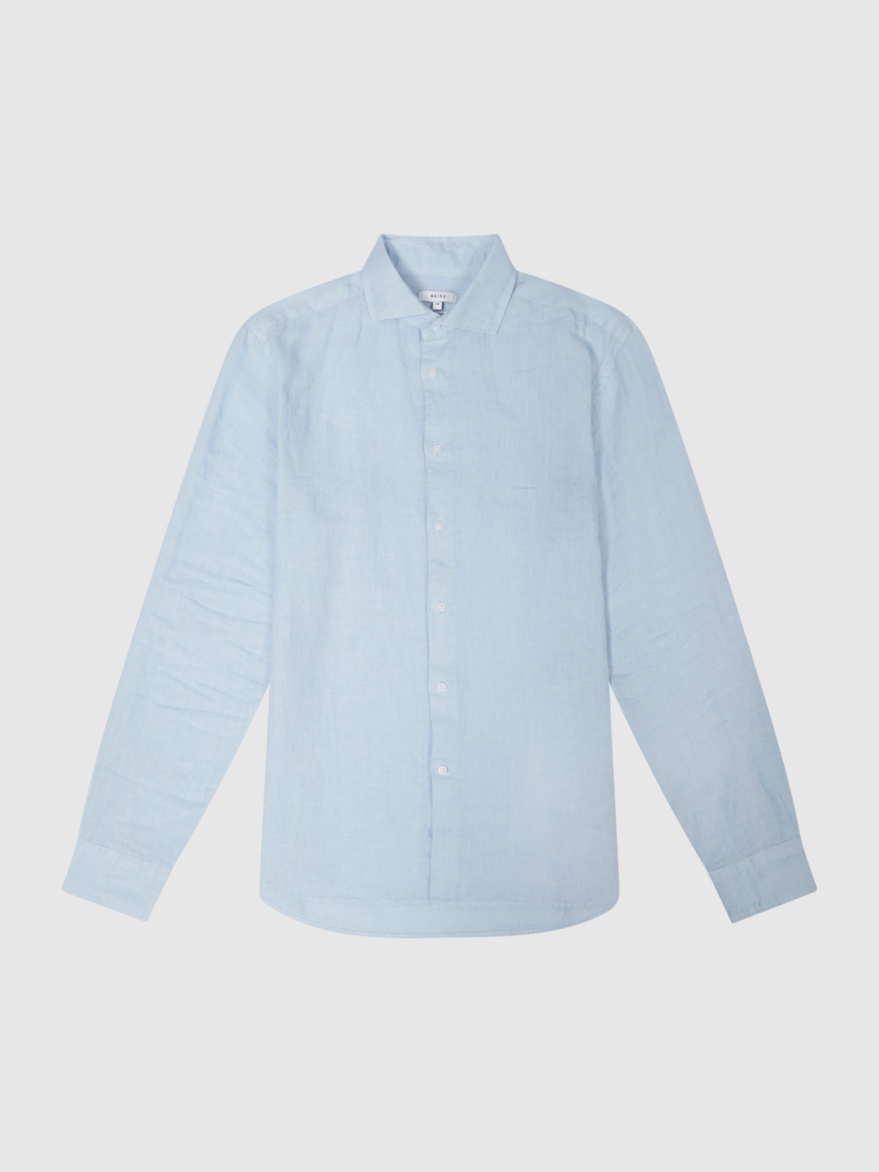 Linen Long Sleeve Shirt in Light Blue - Image 2 of 7