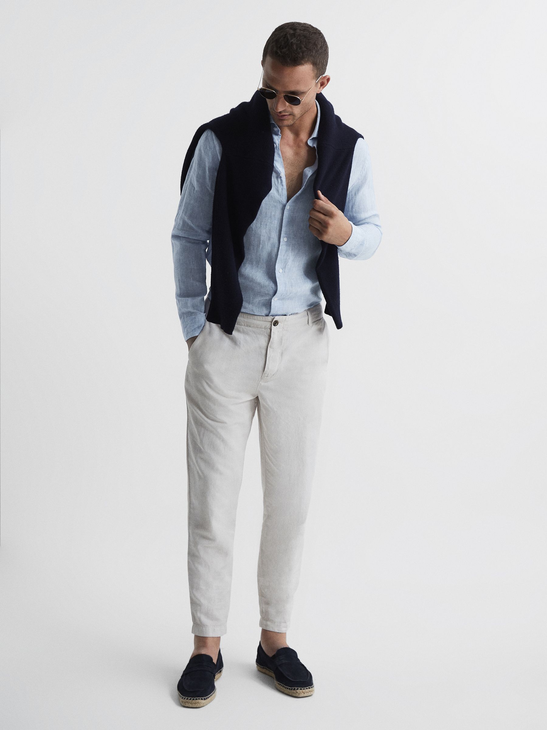 Linen Long Sleeve Shirt in Light Blue - Image 3 of 7