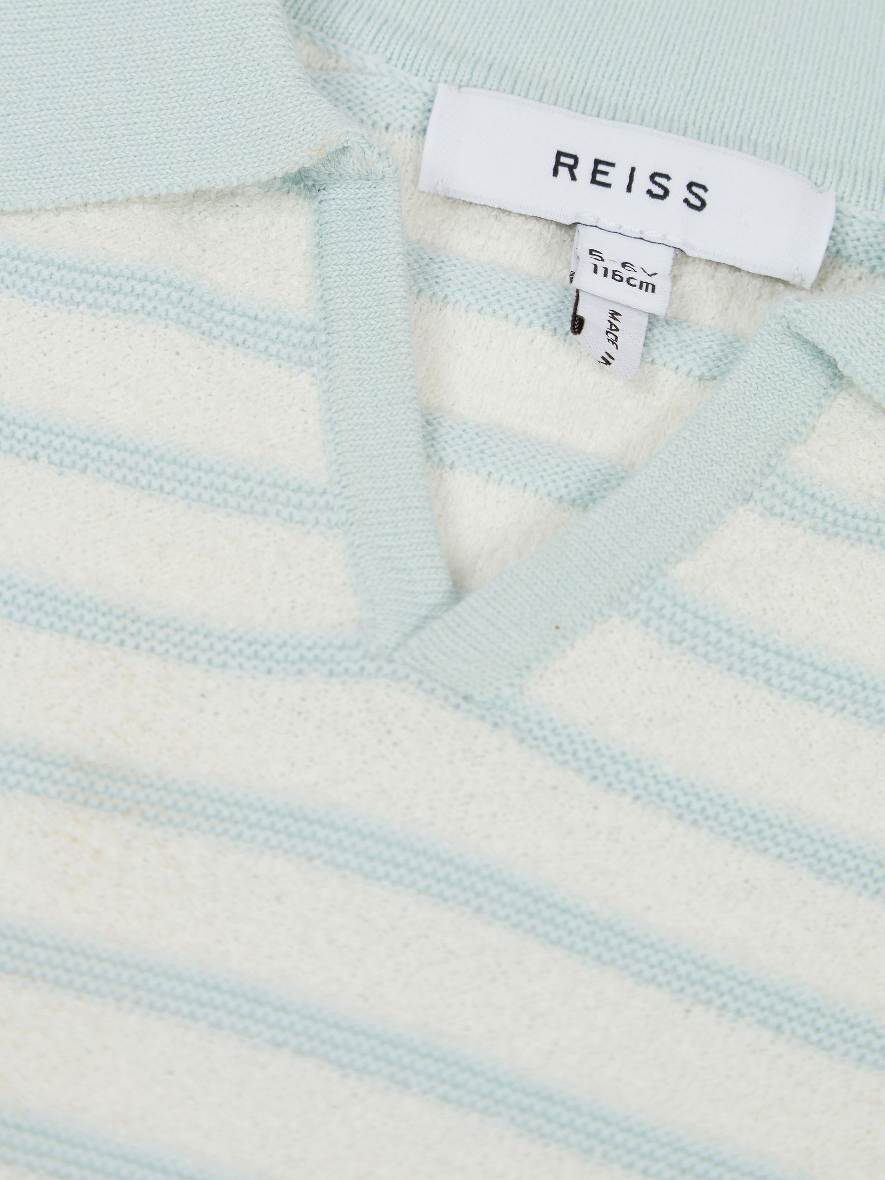 Open Collar Stripe Polo T-Shirt in White/Mint - Image 7 of 7