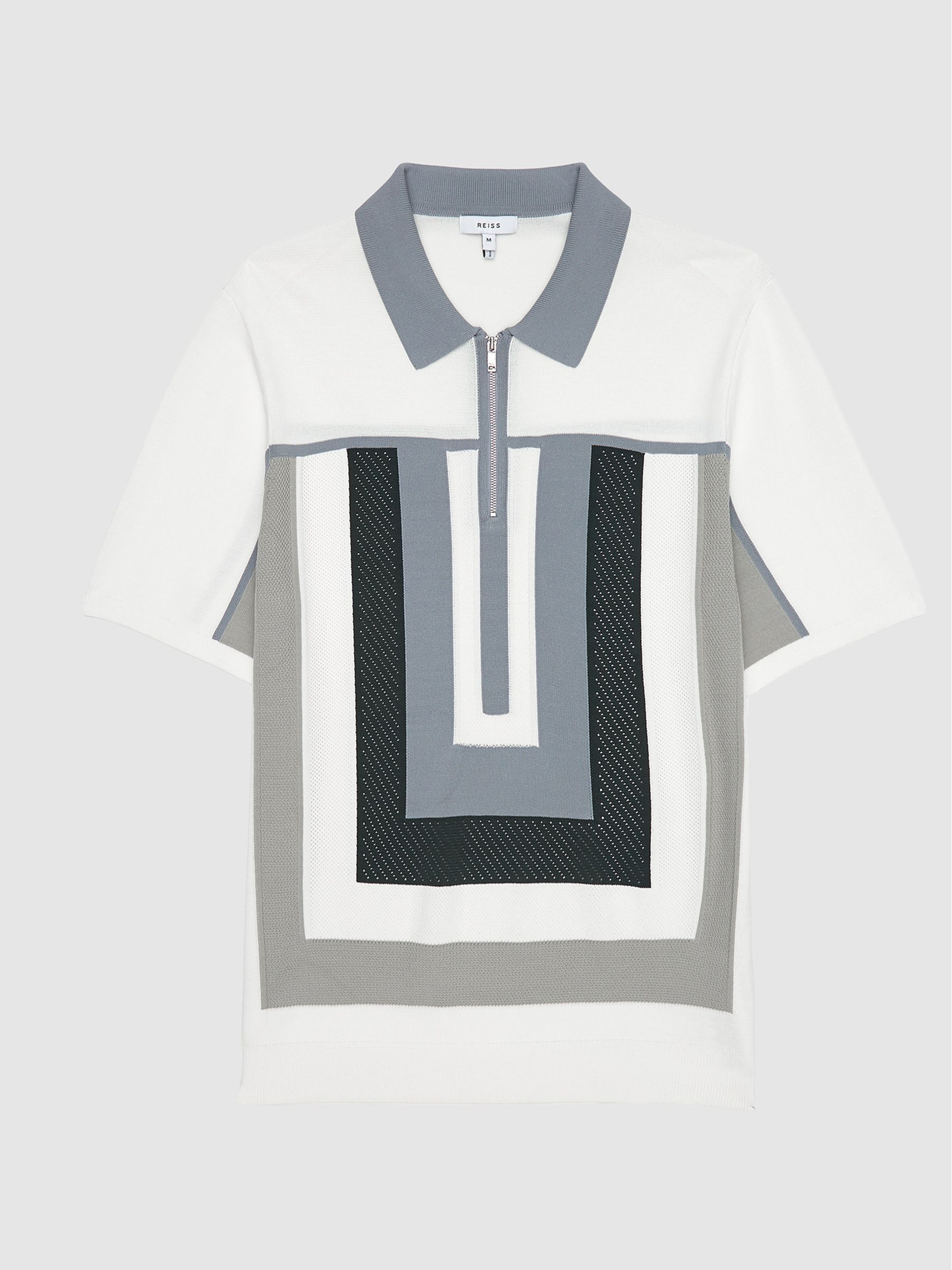 Half Zip Colourblock Polo T-Shirt in Sage - Image 2 of 7