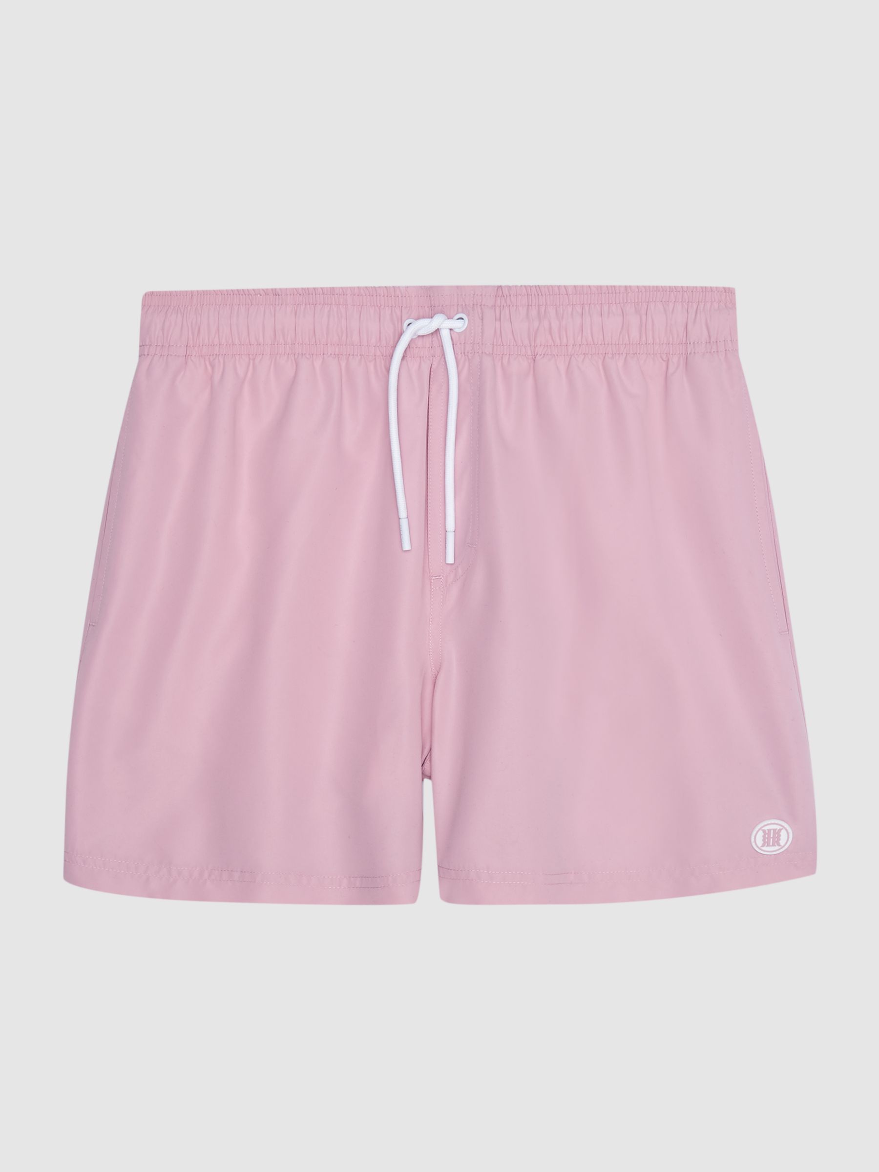 Plain Drawstring Swim Shorts in Soft Pink - Image 2 of 6
