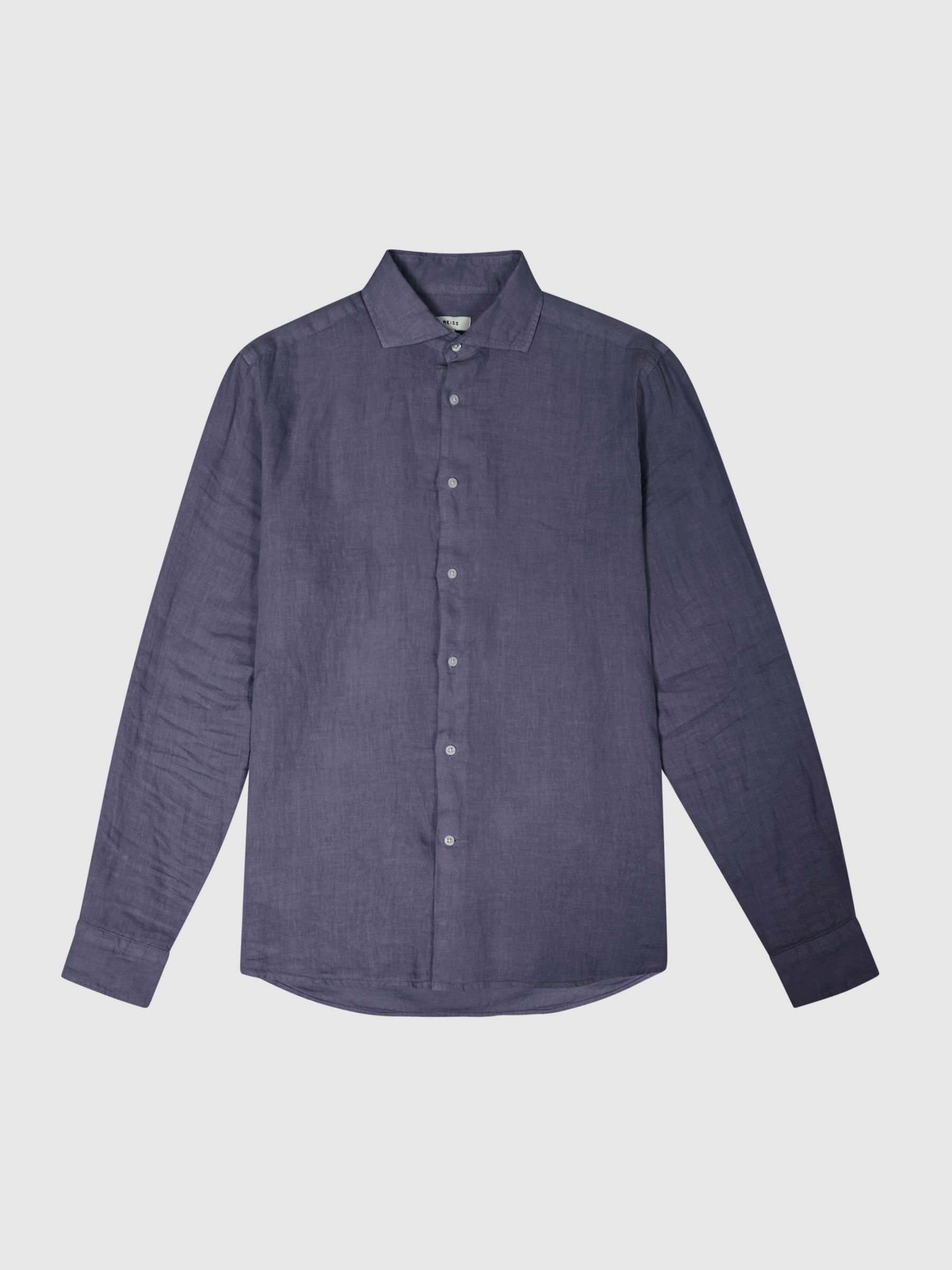 Linen Button-Through Shirt in Steel Blue - Image 2 of 6