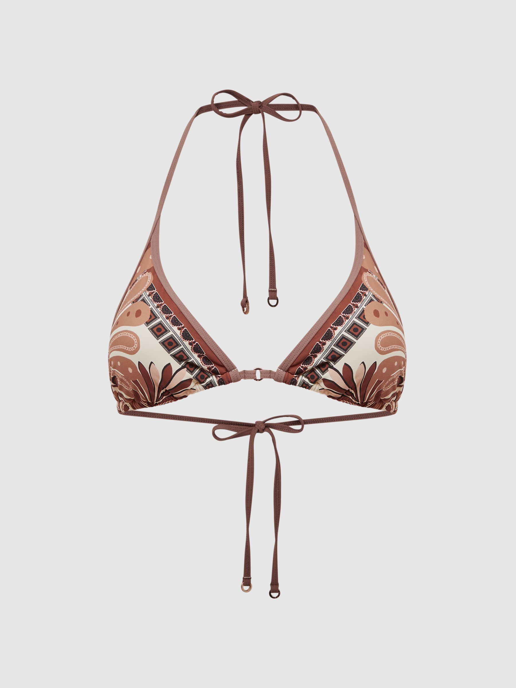 Printed Bikini Top in Tan - Image 2 of 7