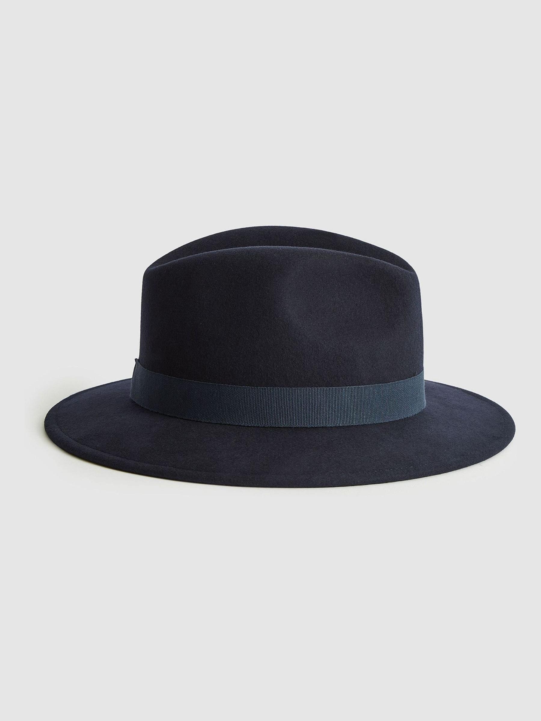 Wool Fedora Hat in Navy - Image 1 of 4