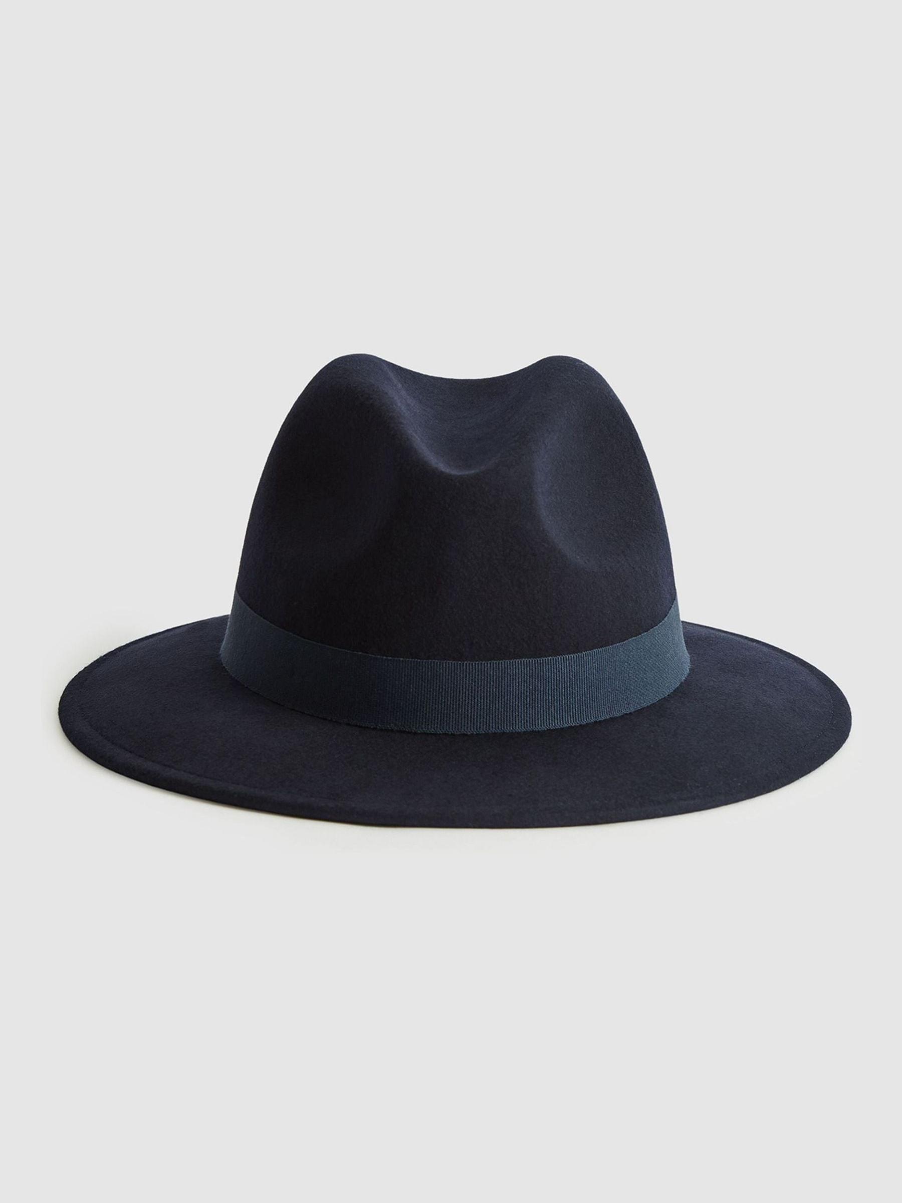 Wool Fedora Hat in Navy - Image 3 of 4