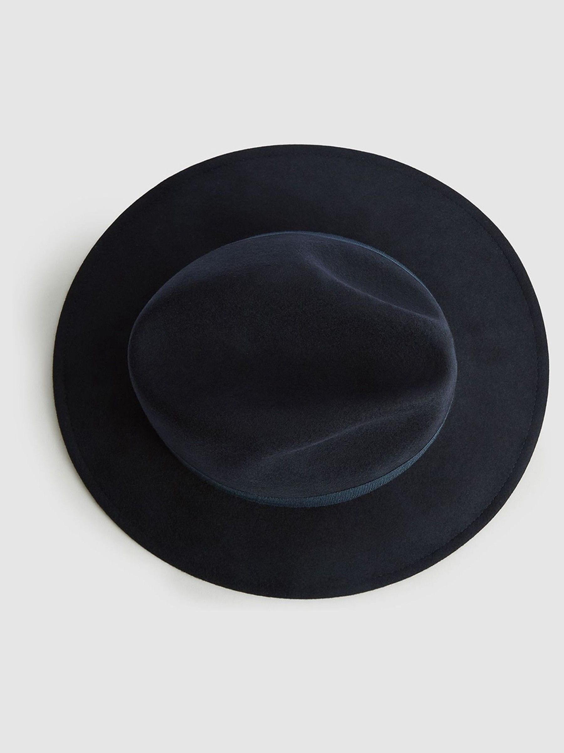 Wool Fedora Hat in Navy - Image 4 of 4