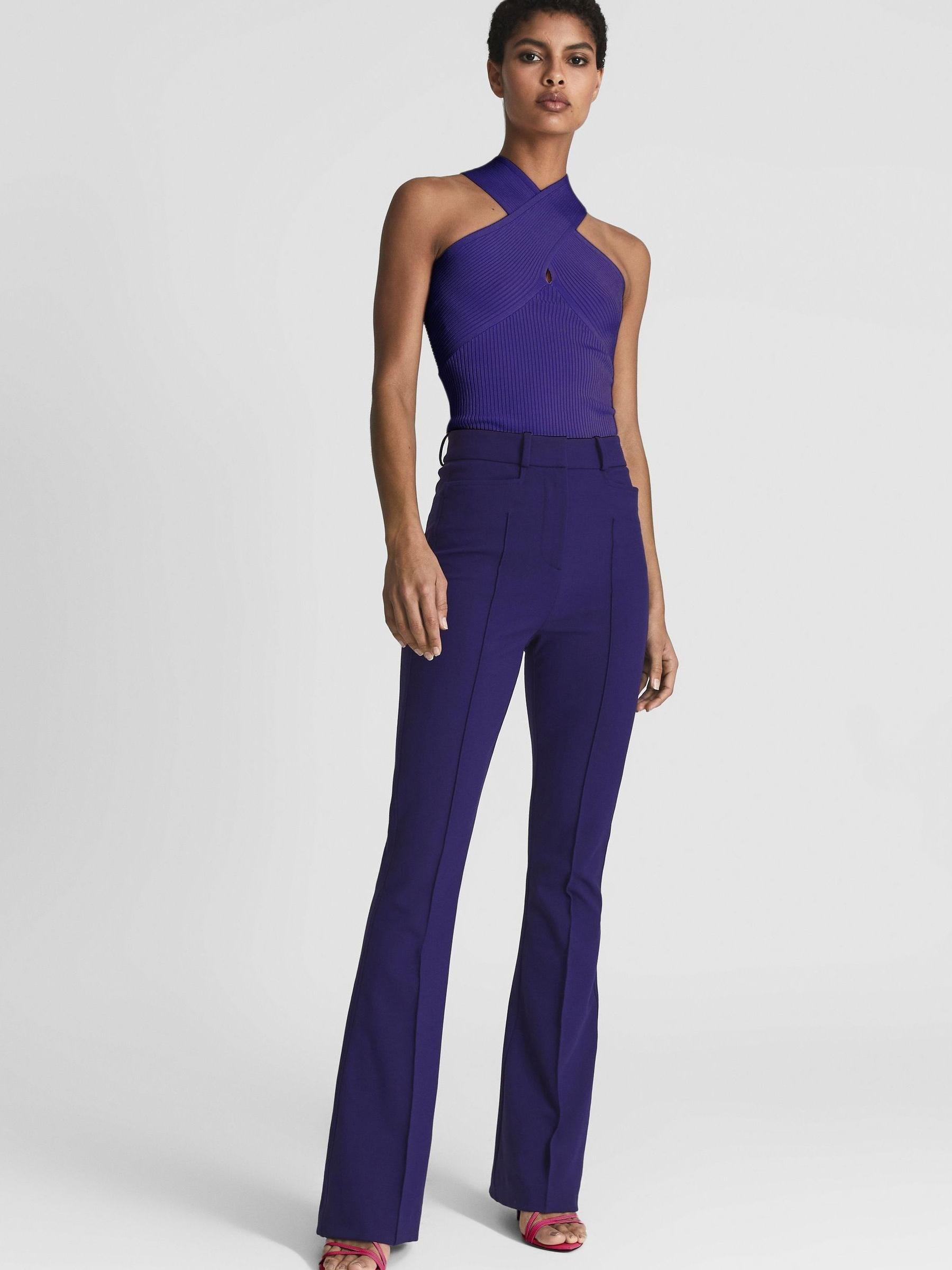 Knitted Halterneck Cami Vest Top in Purple - Image 3 of 5