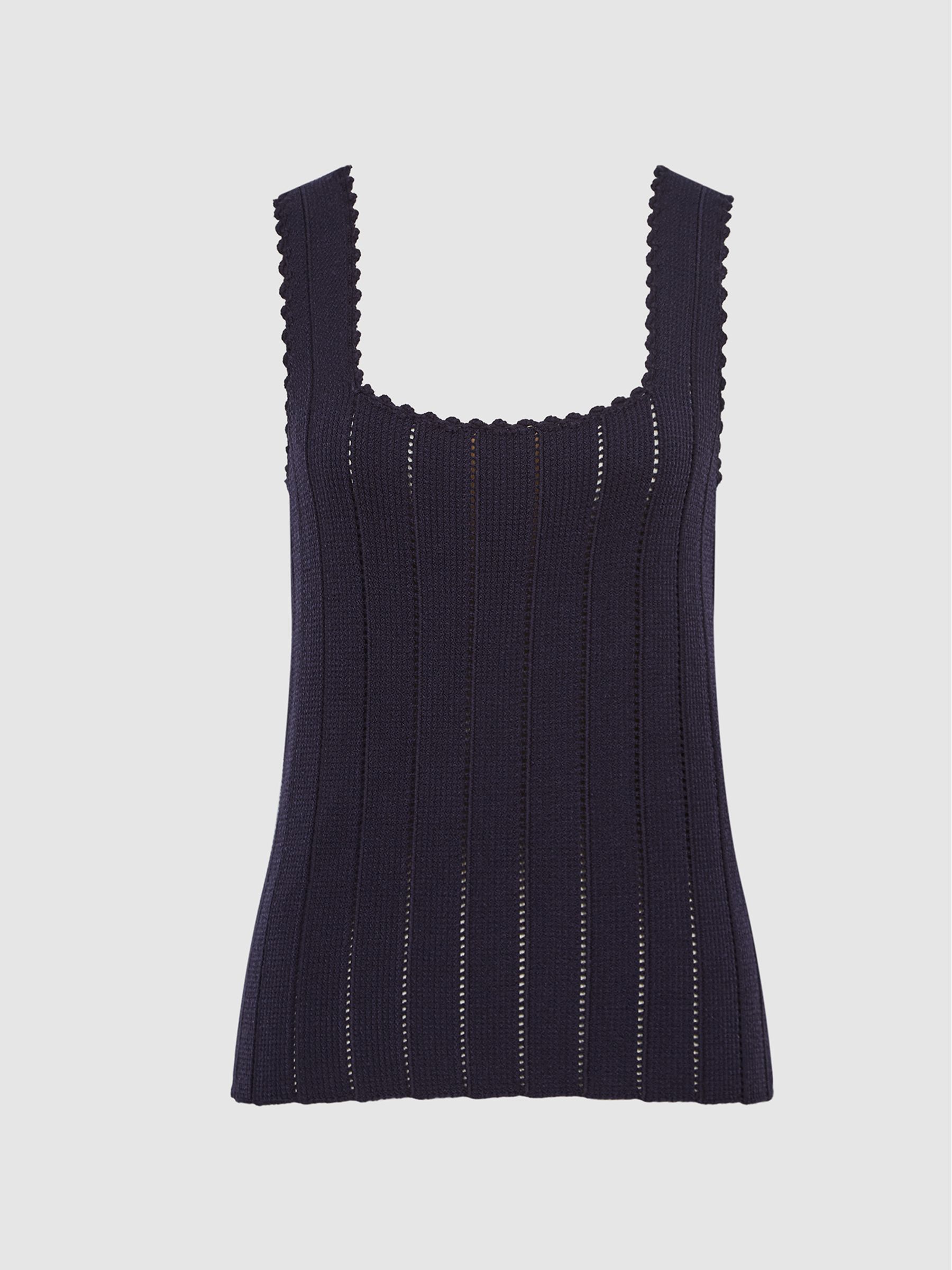 Stitch Interest Square Neck Vest in Navy - Image 2 of 5