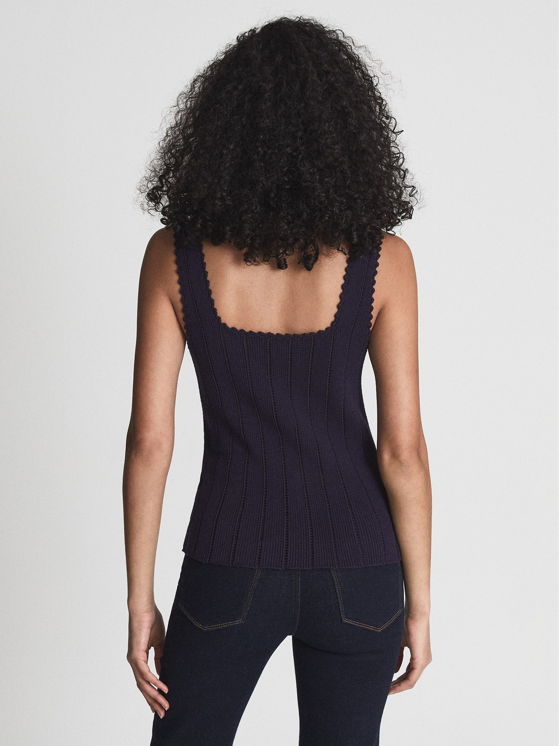 Stitch Interest Square Neck Vest in Navy - Image 5 of 5