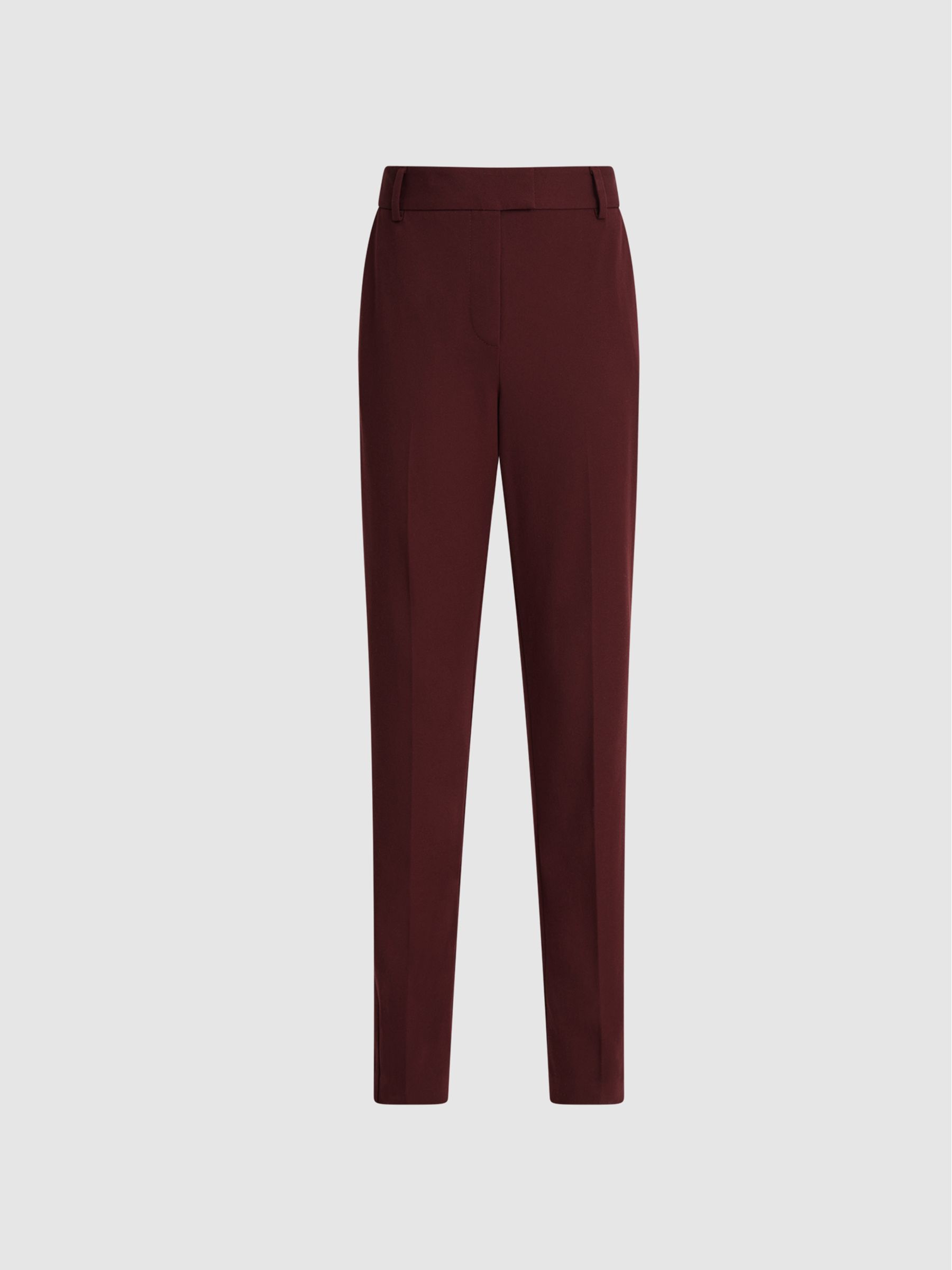 Slim Fit Tailored Trousers in Maroon - Image 2 of 5