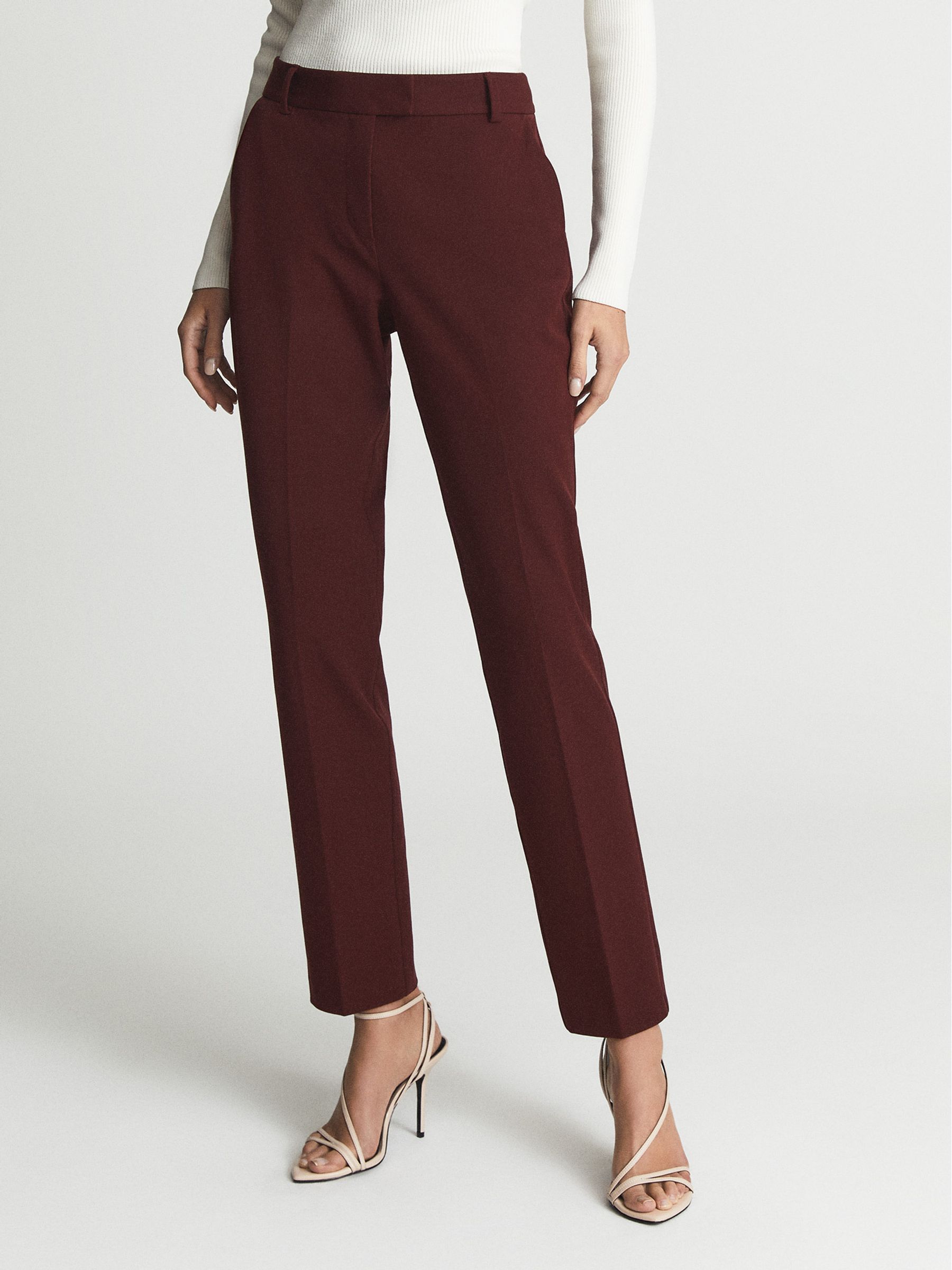 Slim Fit Tailored Trousers in Maroon - Image 3 of 5