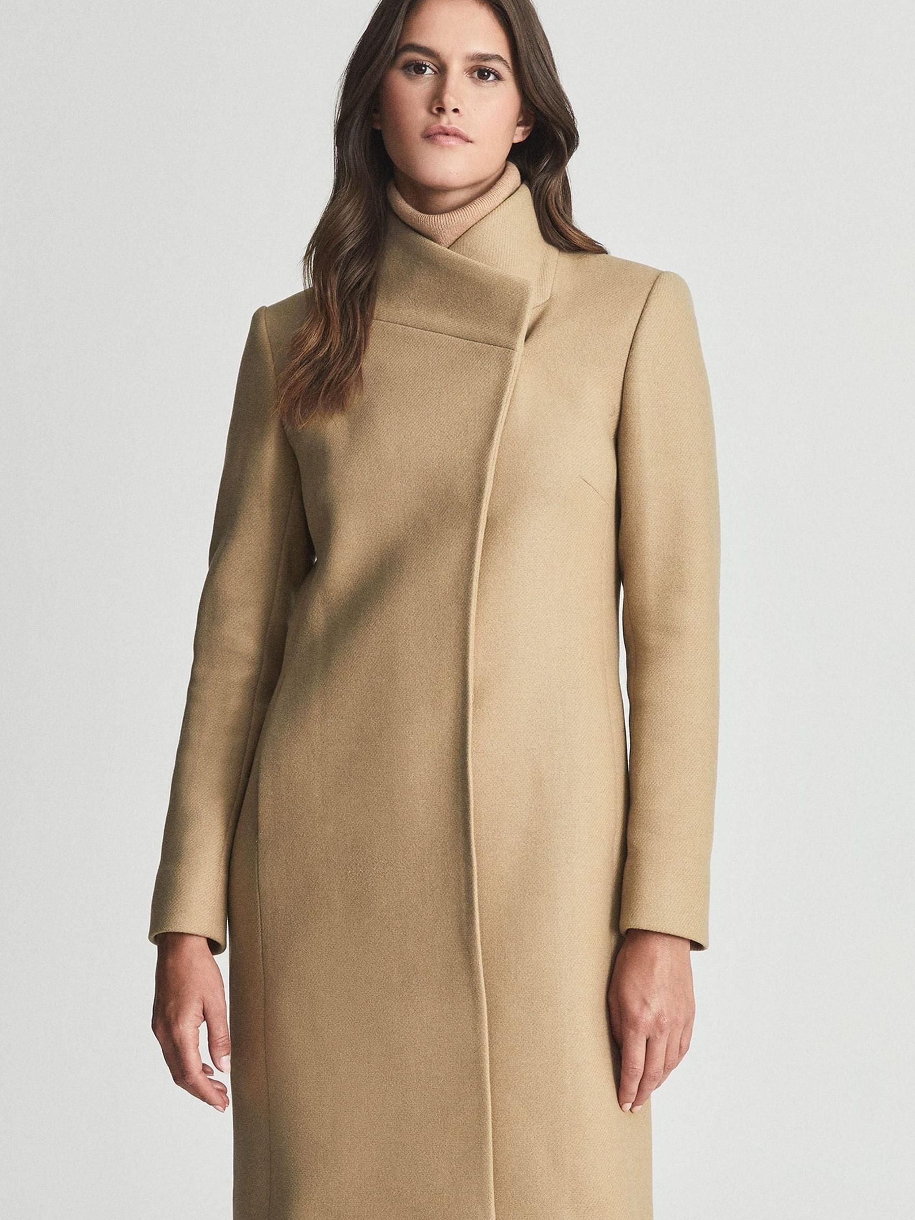 Wool Blend Mid Length Coat in Camel - Image 3 of 6