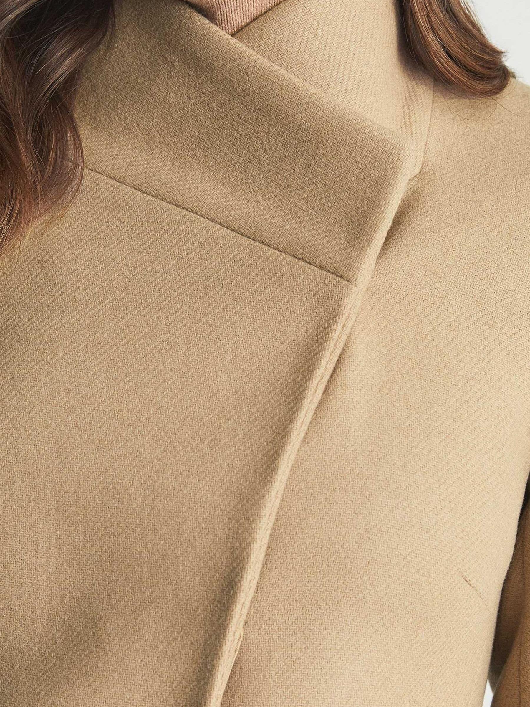 Wool Blend Mid Length Coat in Camel - Image 4 of 6