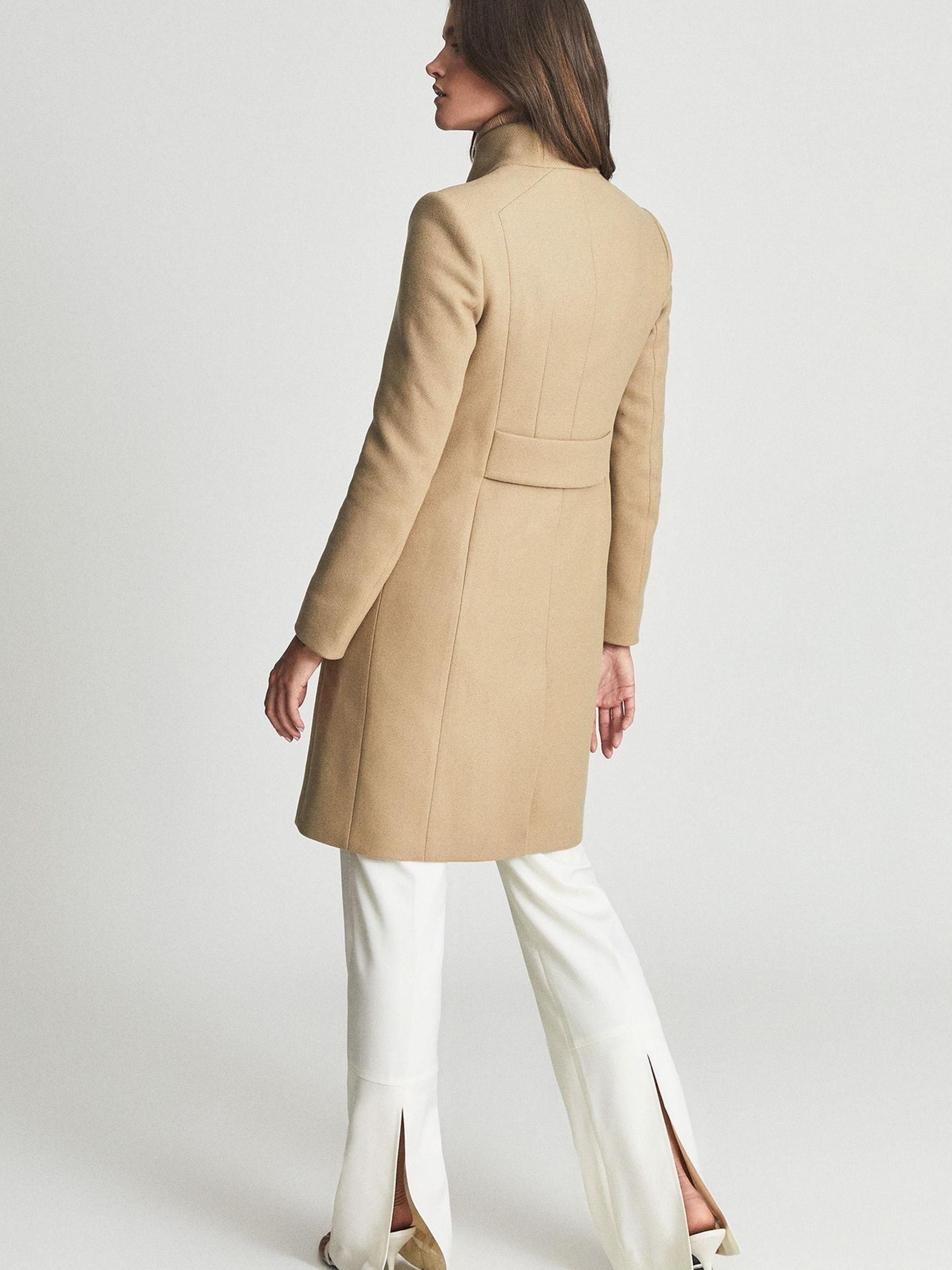 Wool Blend Mid Length Coat in Camel - Image 5 of 6