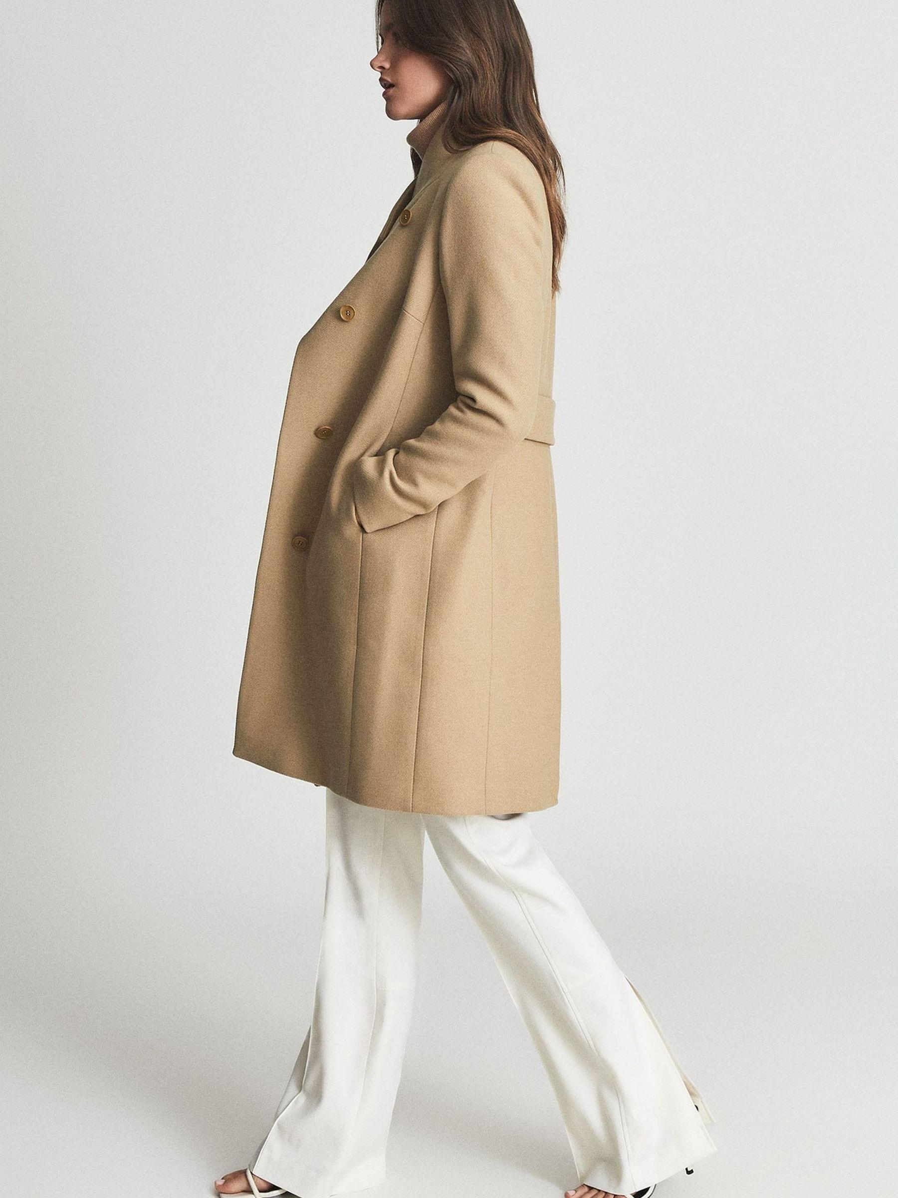 Wool Blend Mid Length Coat in Camel - Image 6 of 6
