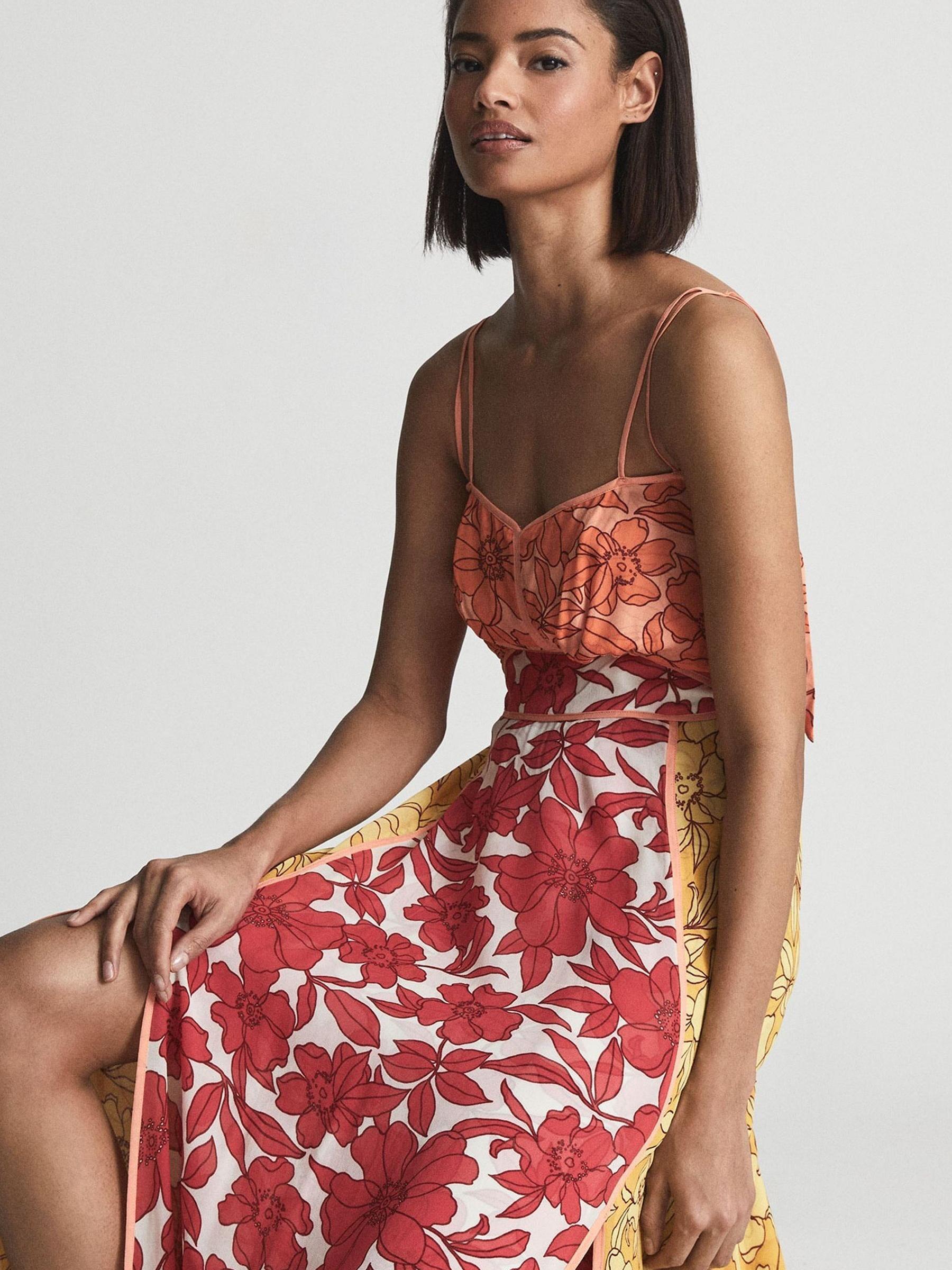 Reiss Cut-Out Midi Dress in Red - REISS