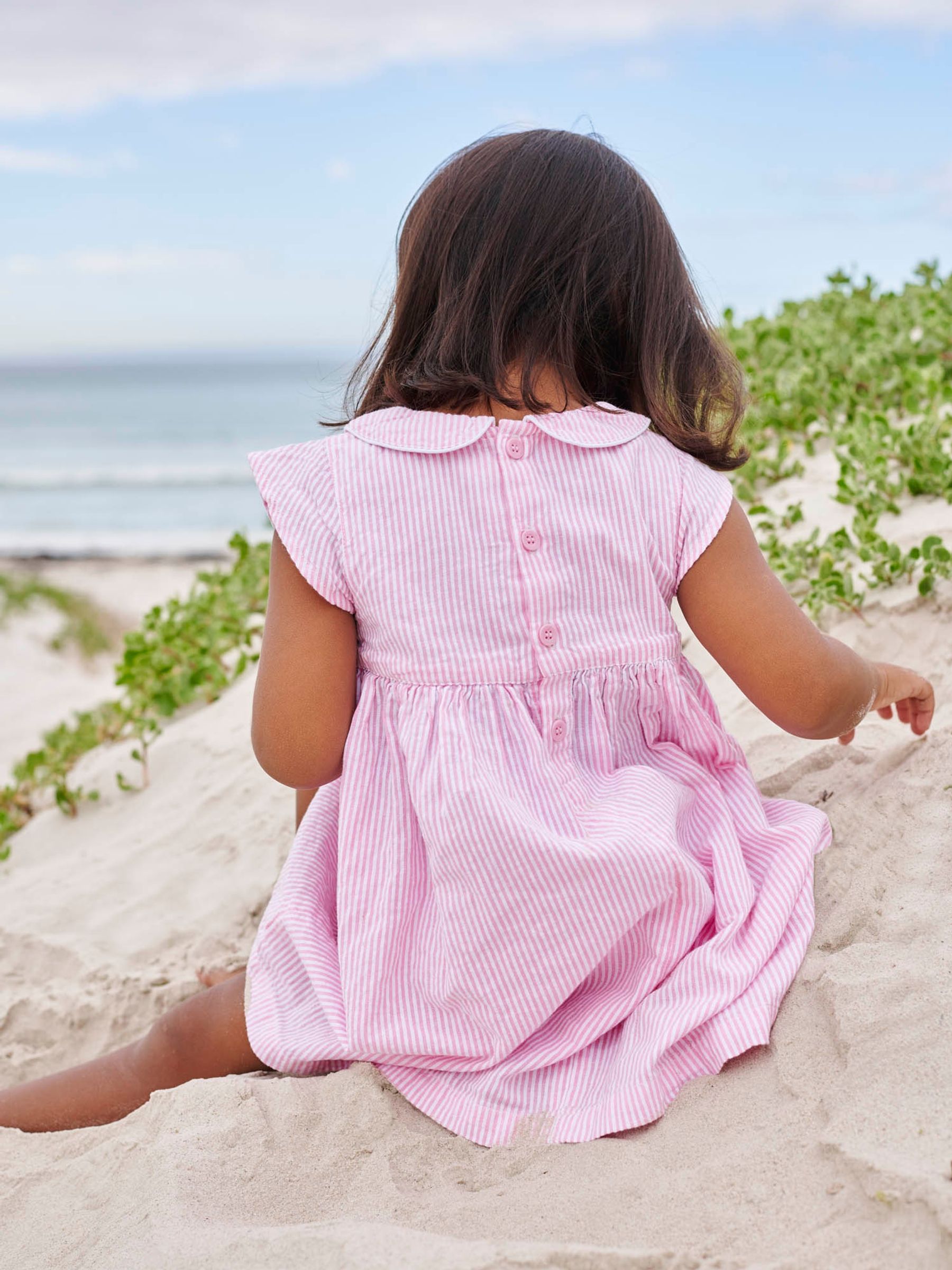 Girls' Pink Sailboat Smocked Dress in Pink - Image 5 of 6