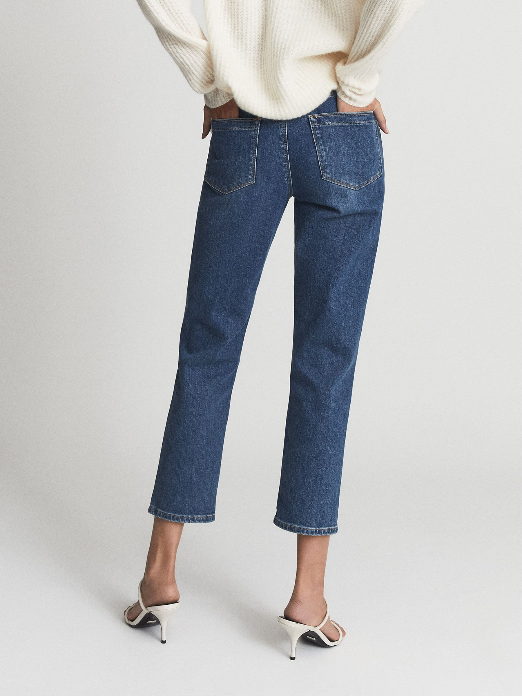 Mid Rise Slim Cropped Jeans in Mid Blue - Image 4 of 4