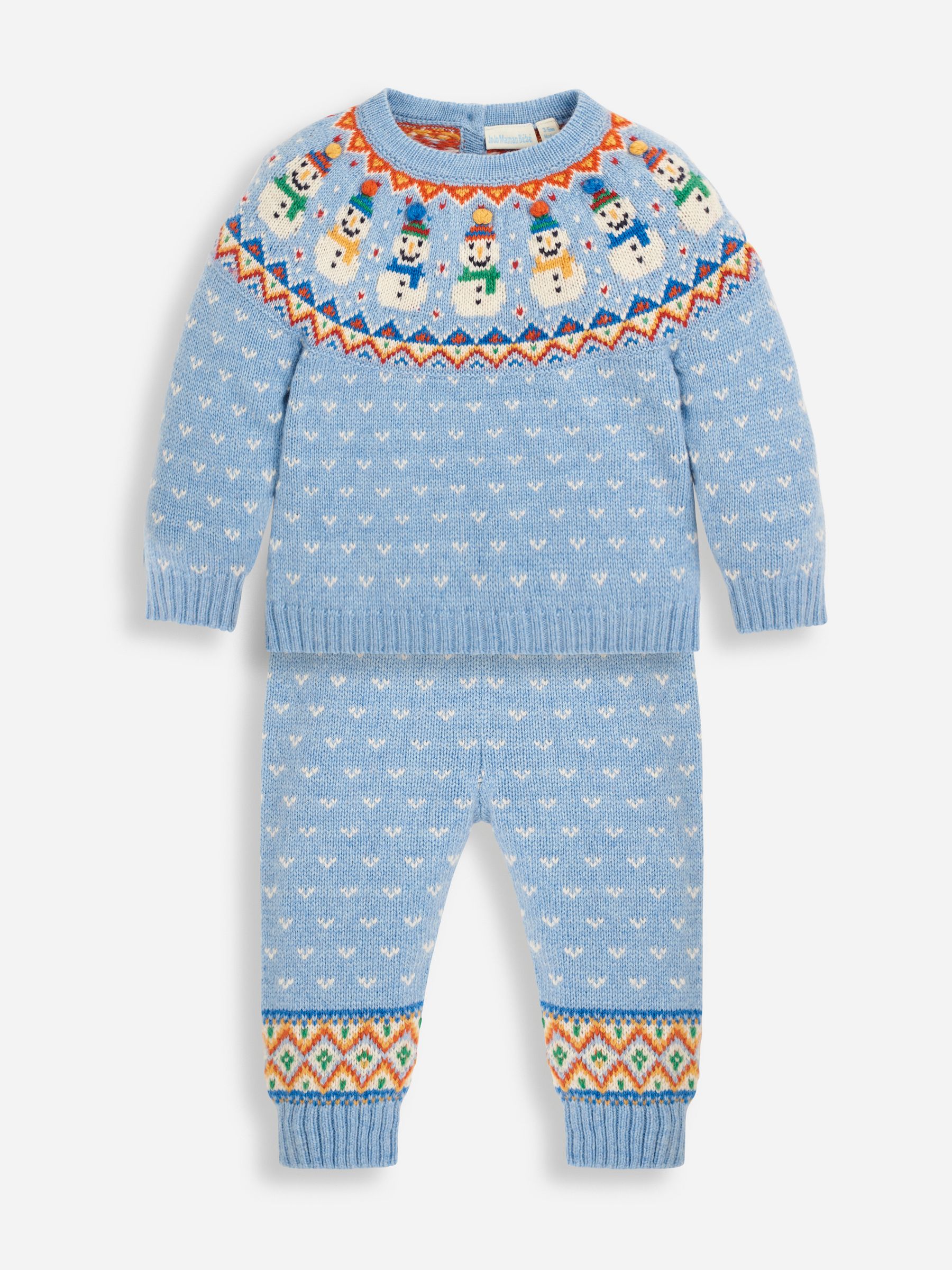 Blue Baby Snowman Fair Isle Pattern Knit Set - Image 1 of 5