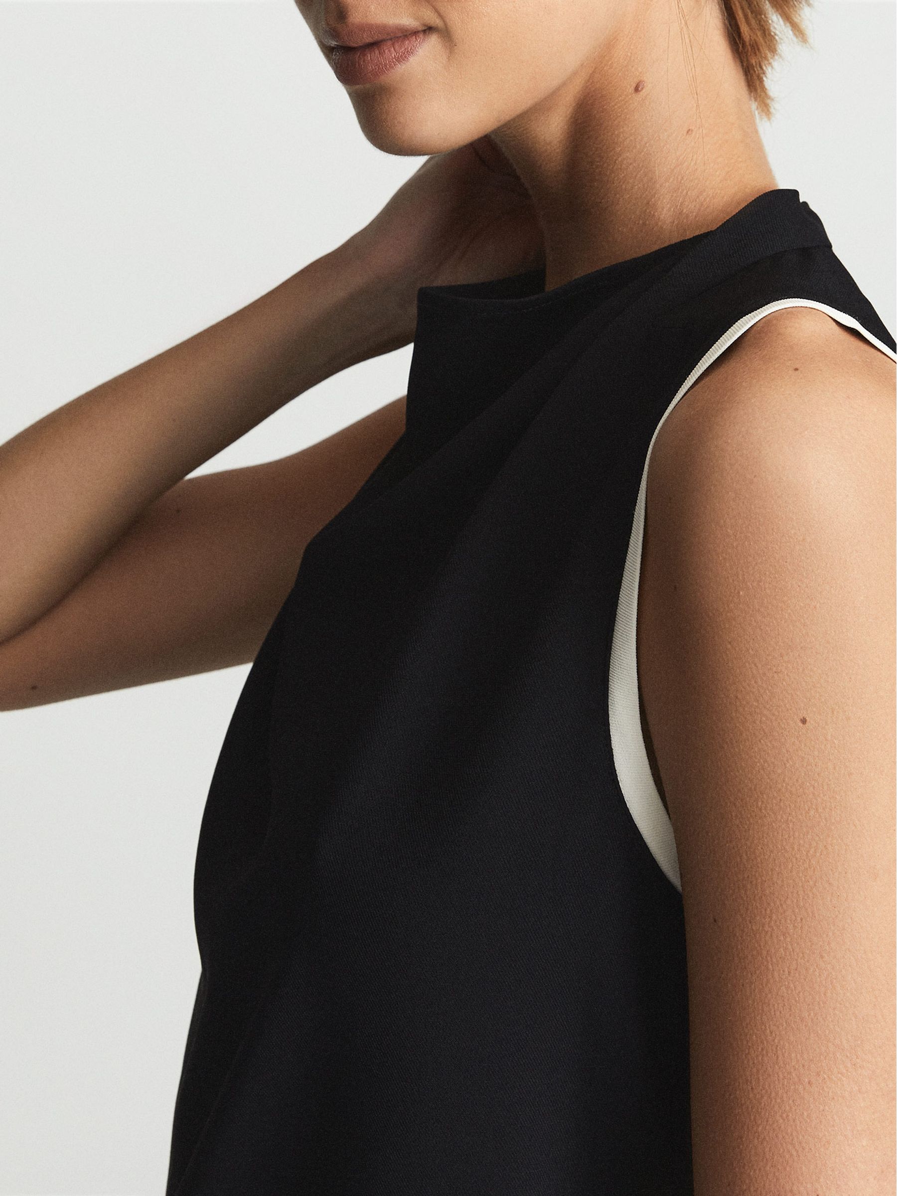 Reiss Sleeveless Twill Blouse in Black - REISS