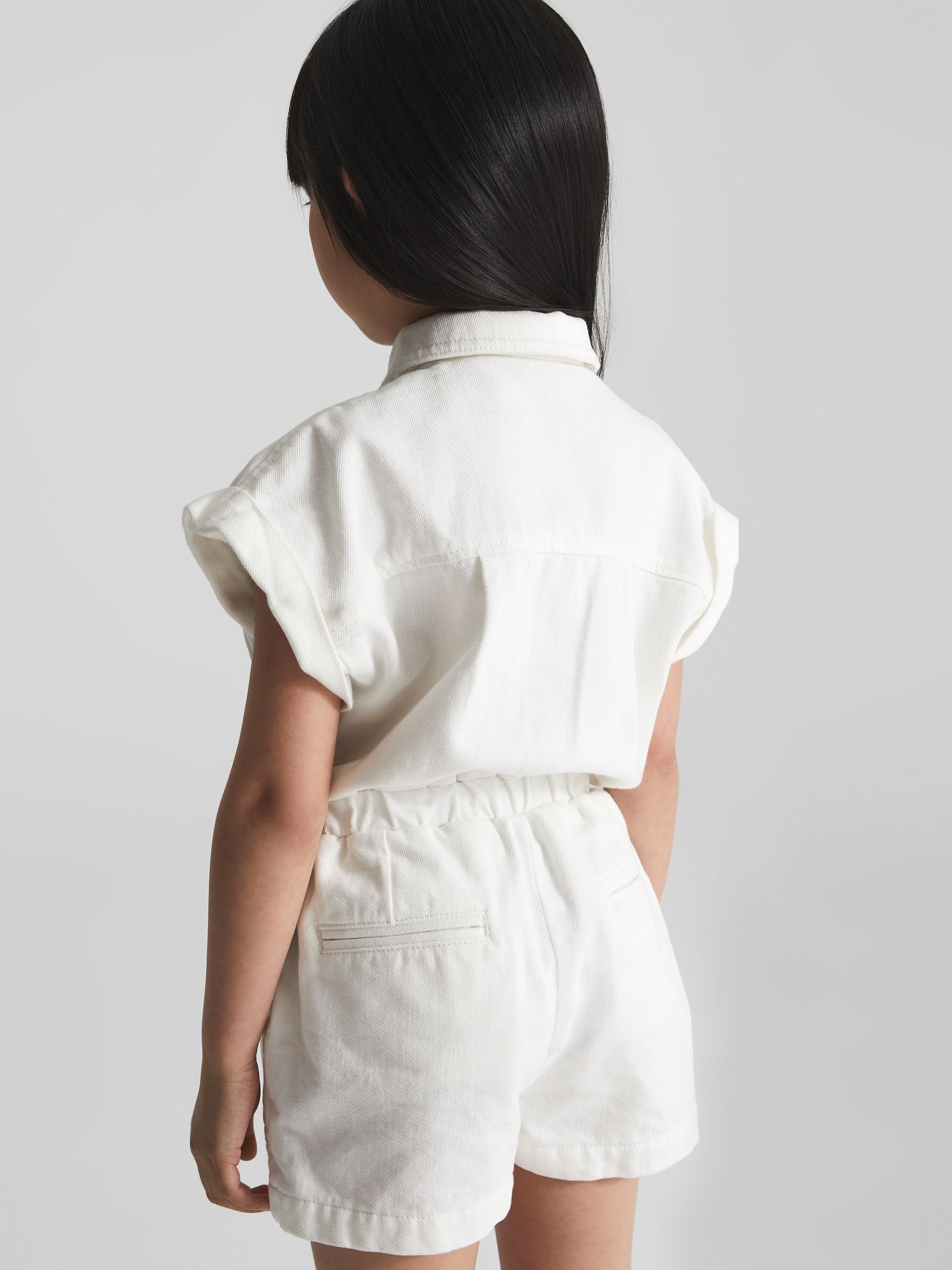 Denim Playsuit in White - Image 5 of 6