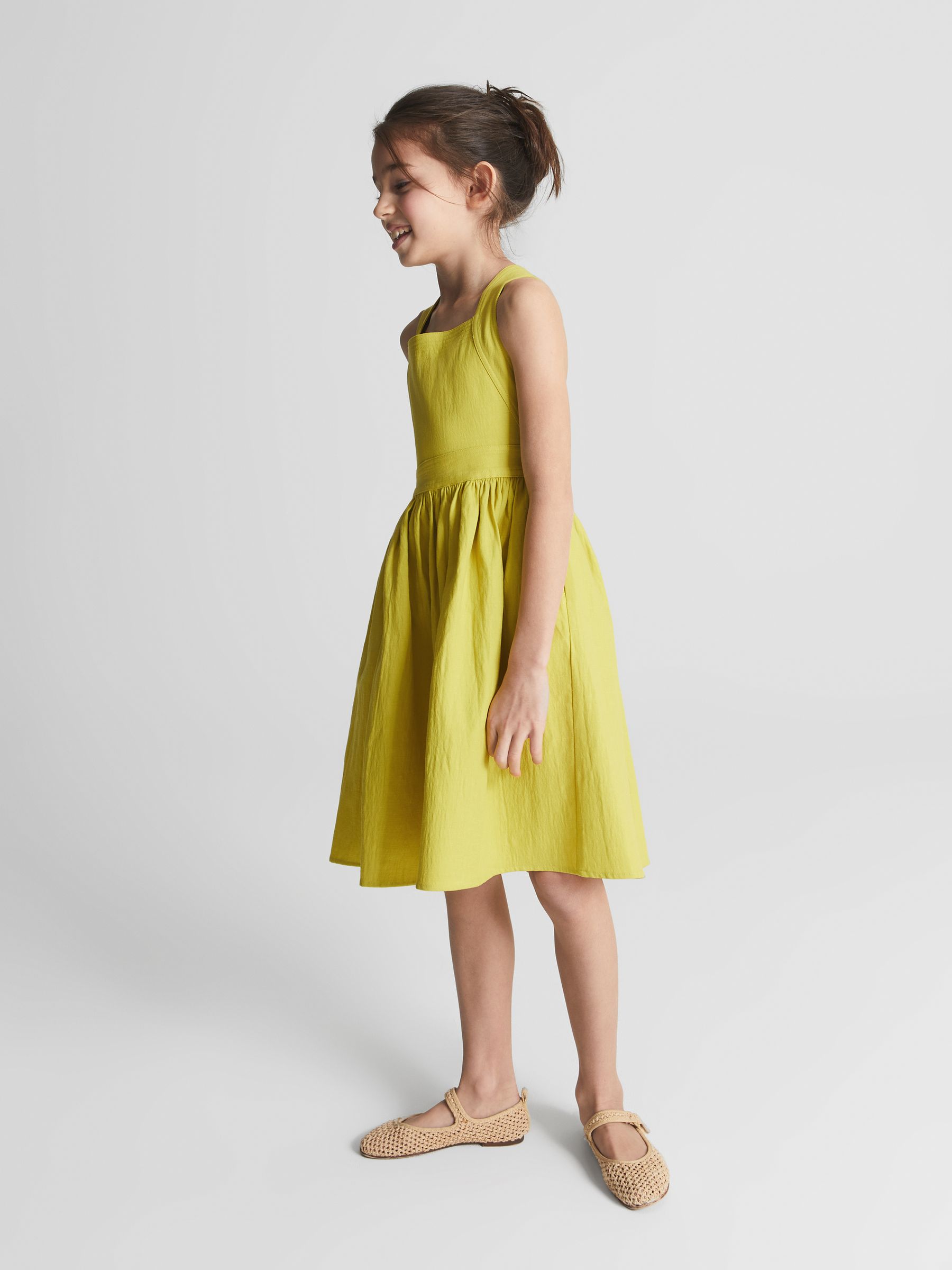 Cross Back Dress in Bright Yellow - Image 1 of 5