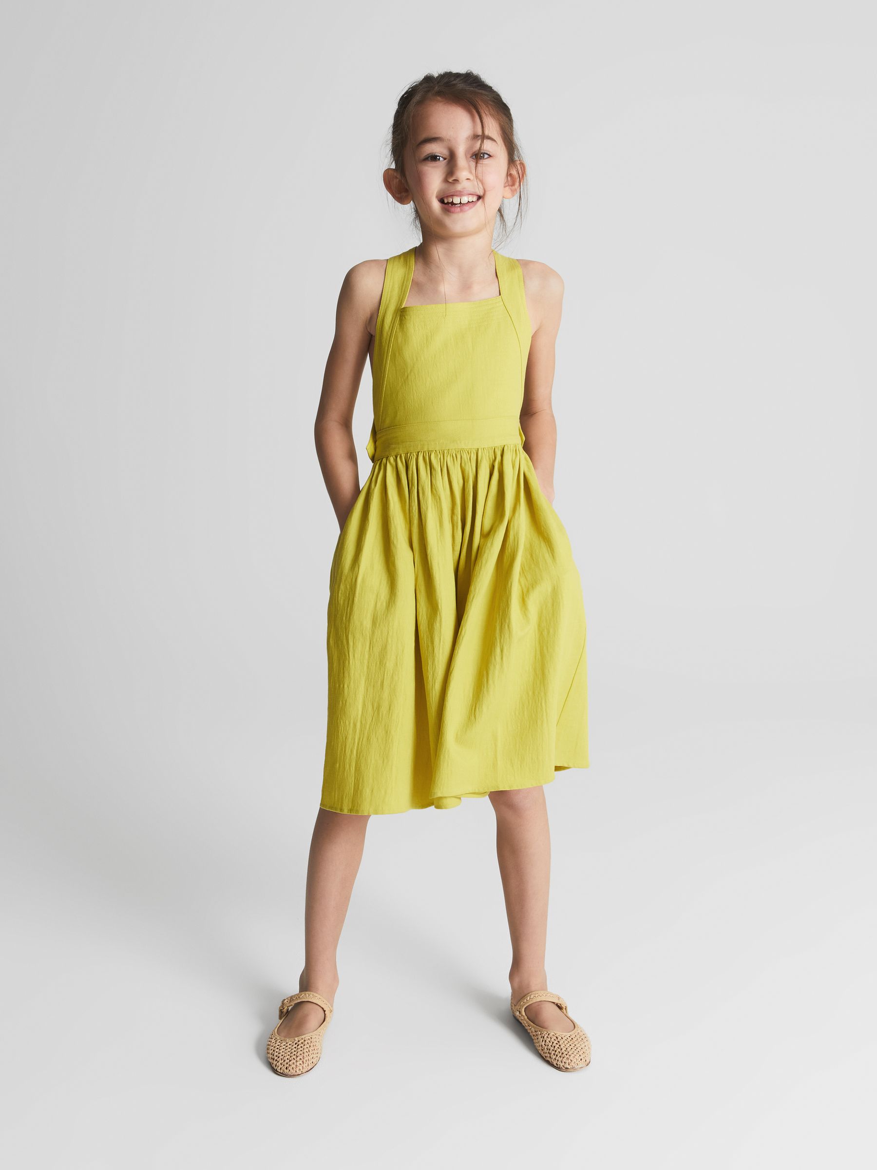 Cross Back Dress in Bright Yellow - Image 3 of 5